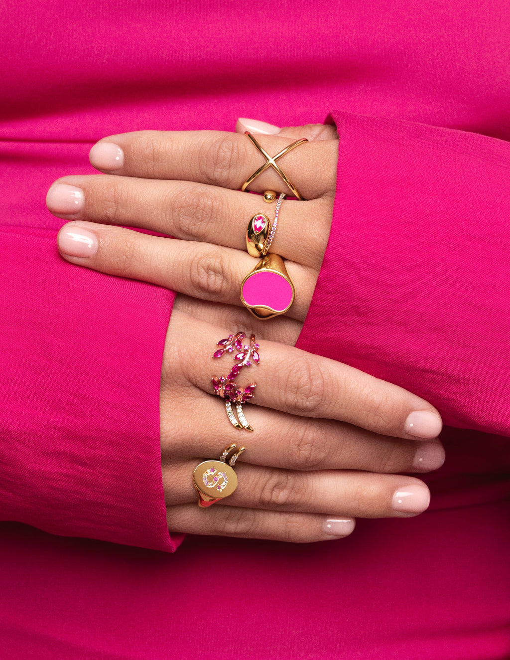 Anillo Pink floral Plata Baño Oro Rosa