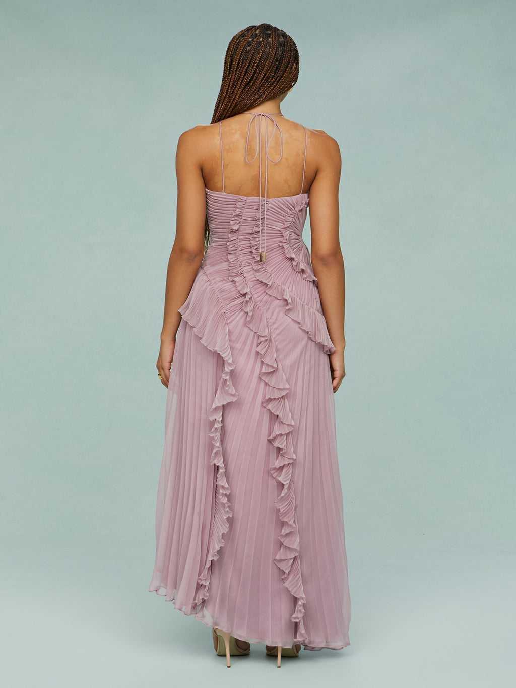 Lucía | Vestido Maxi Mujer Volantes Plisado Asimétrico