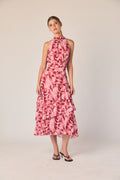 Vestido halter estampado acuarela rosa