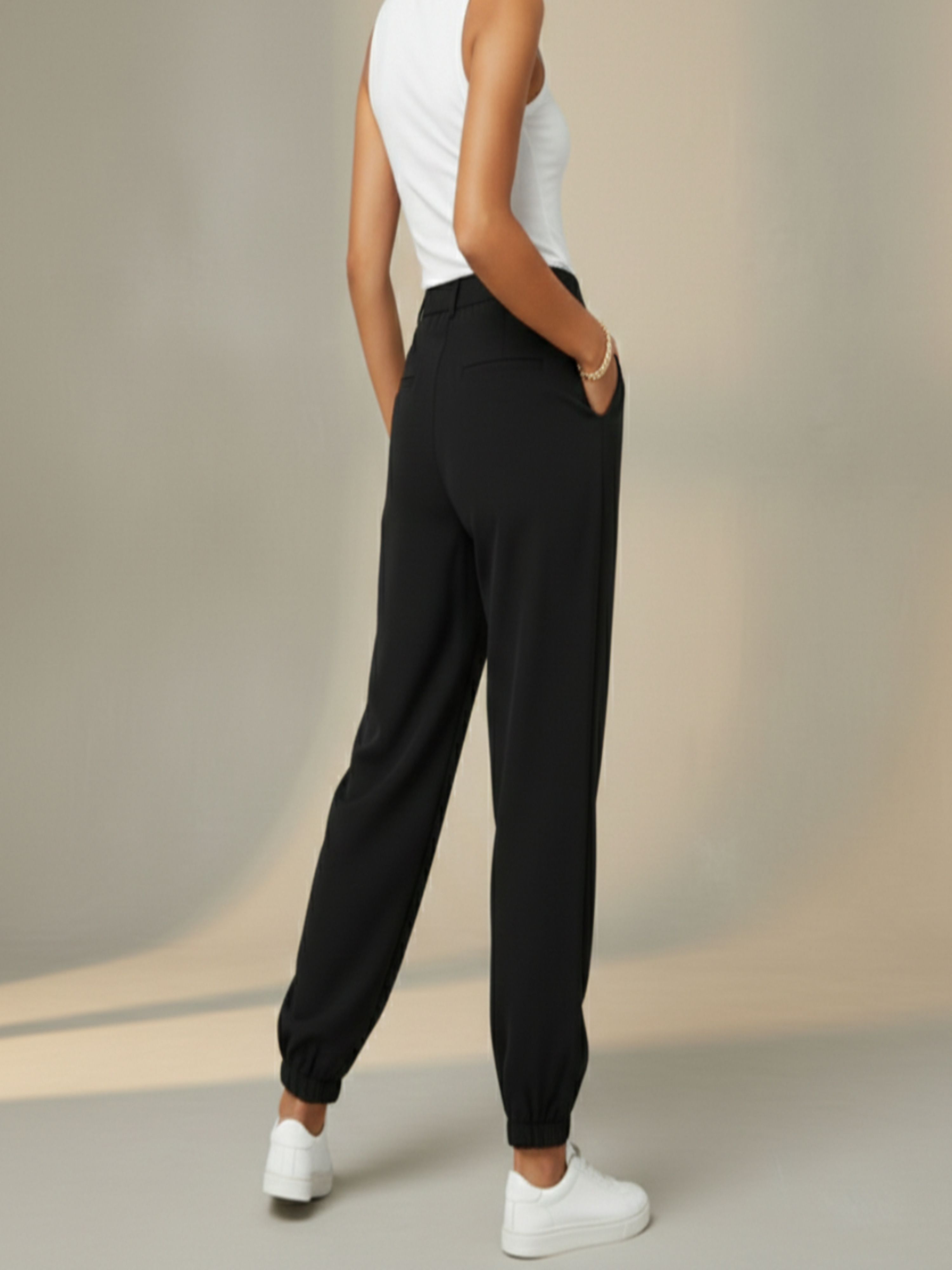 Adriana | Pantalones de Vestir Mujer con Cintura Alta y Acabado Elástico