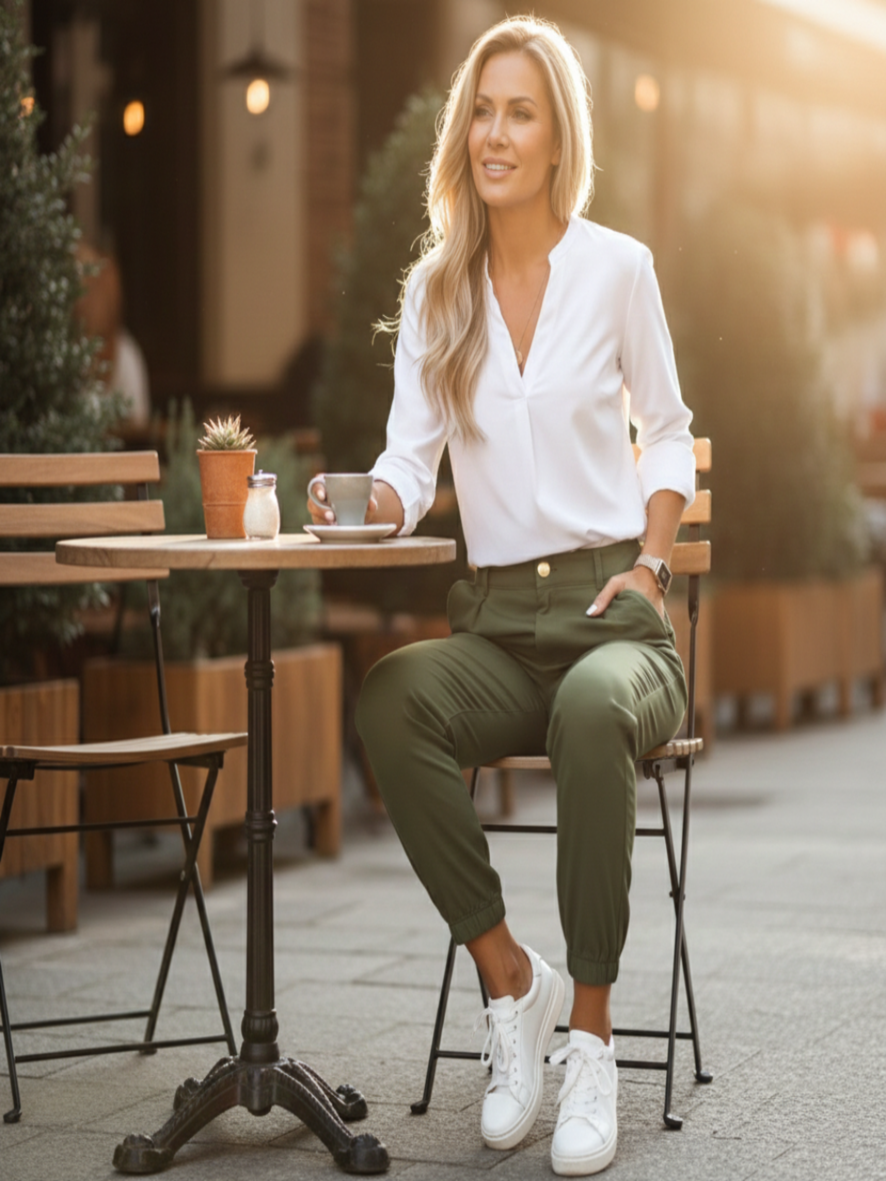 Adriana | Pantalones de Vestir Mujer con Cintura Alta y Acabado Elástico