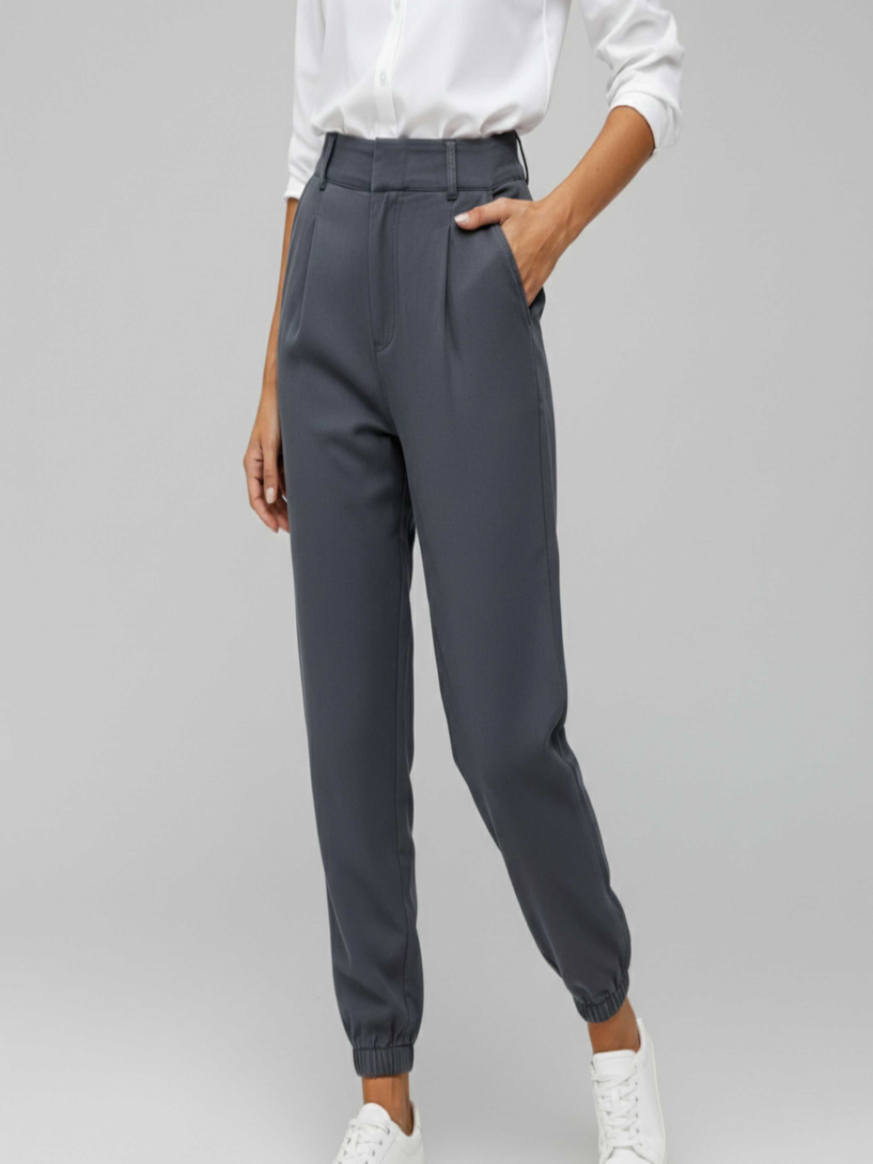 Adriana | Pantalones de Vestir Mujer con Cintura Alta y Acabado Elástico