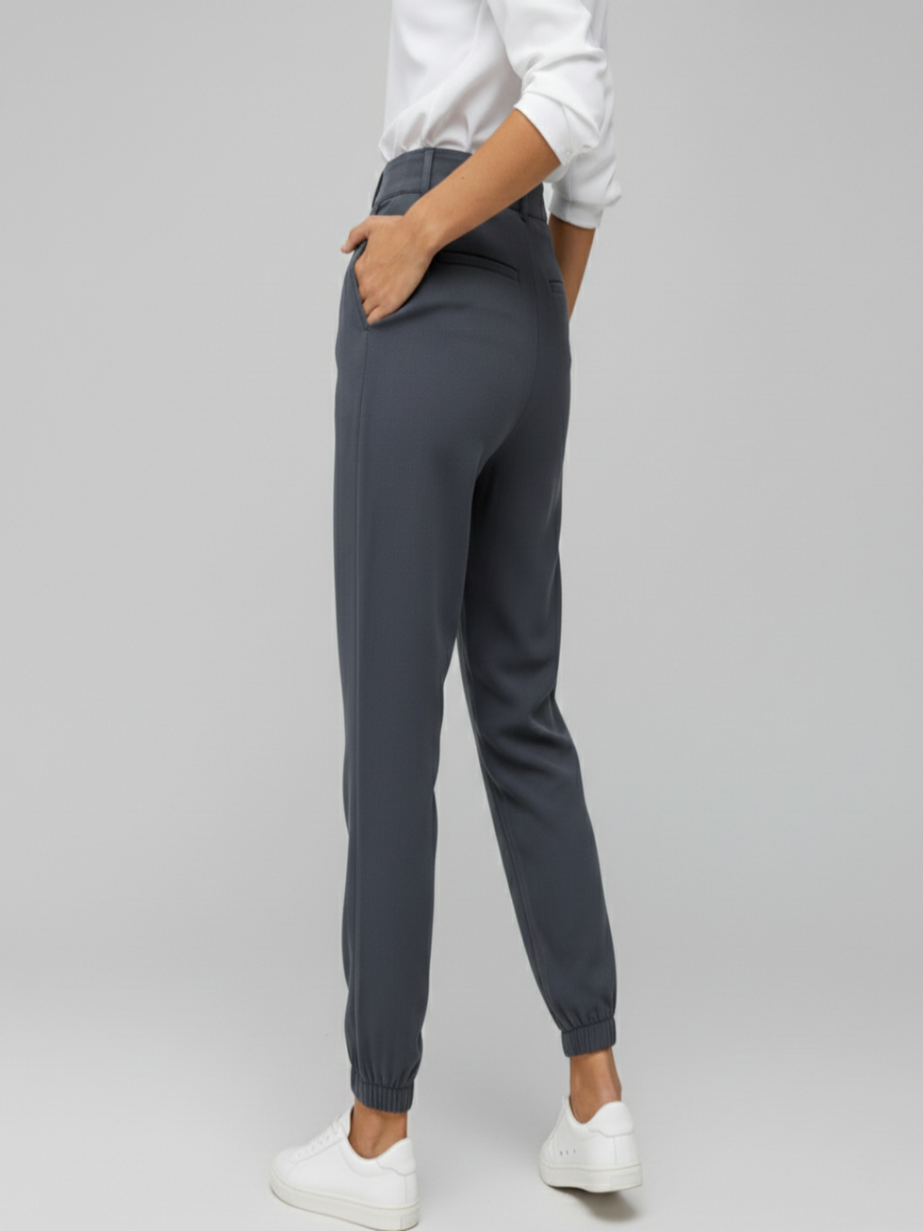 Adriana | Pantalones de Vestir Mujer con Cintura Alta y Acabado Elástico