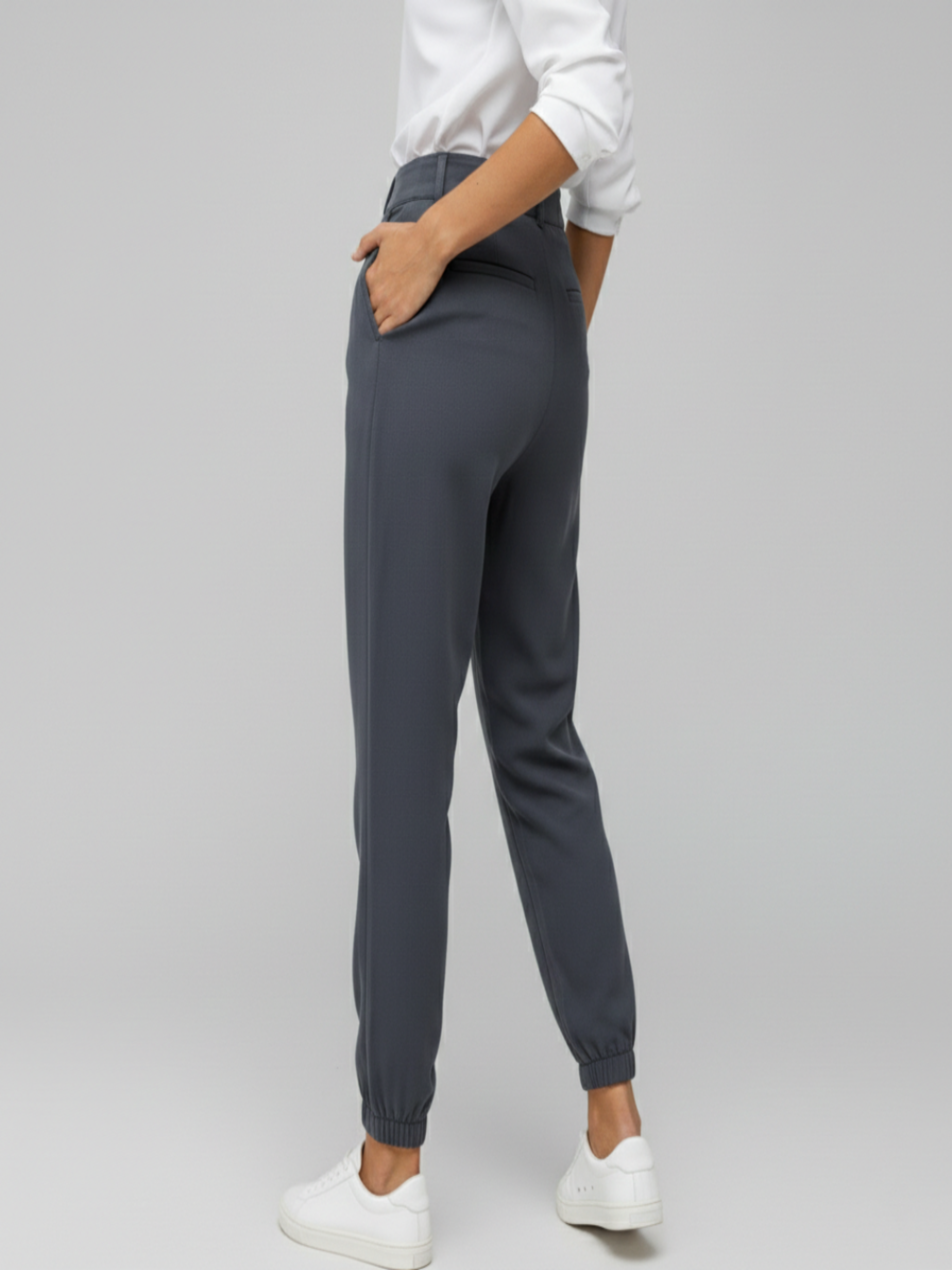 Adriana | Pantalones de Vestir Mujer con Cintura Alta y Acabado Elástico