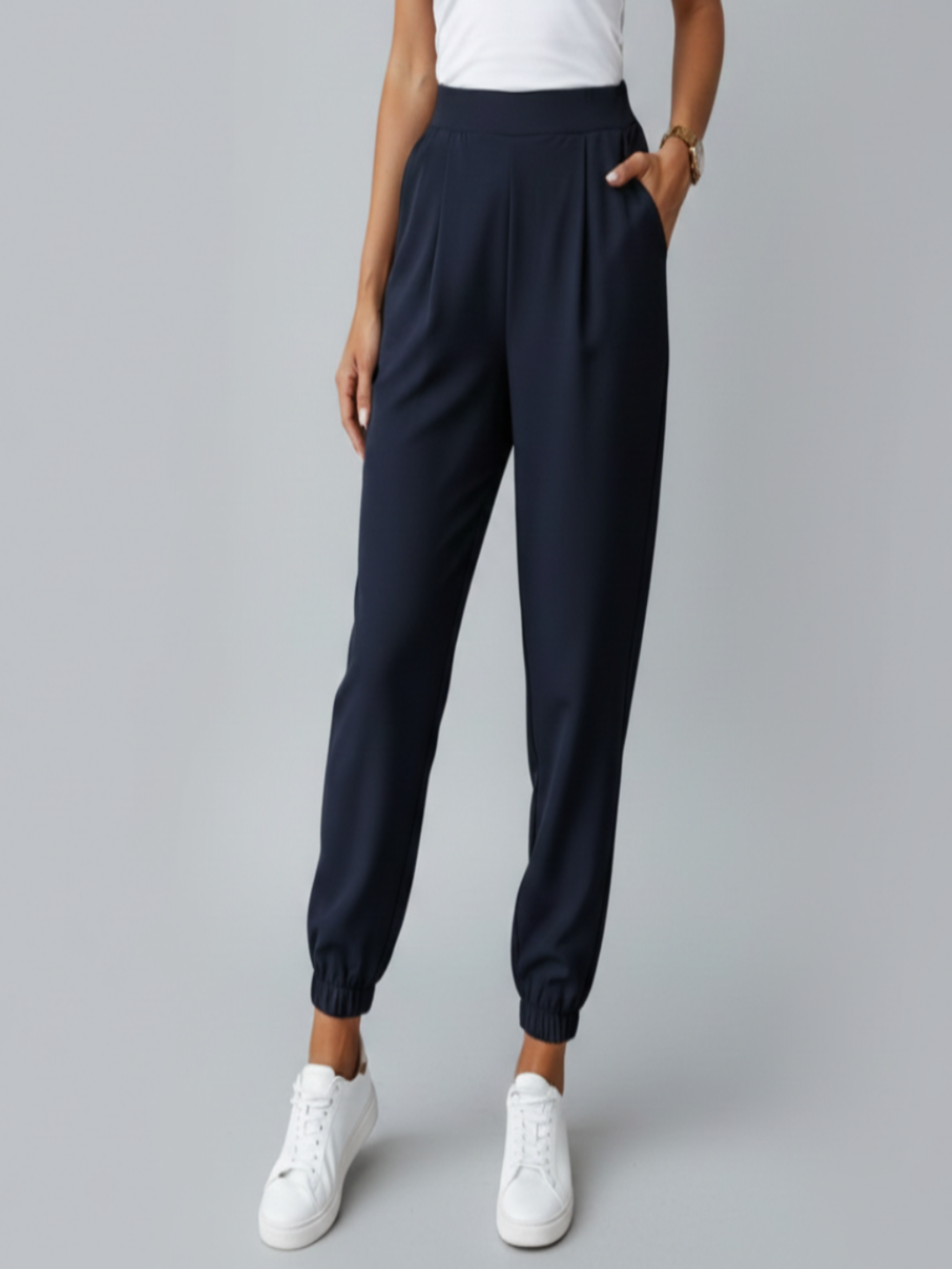 Adriana | Pantalones de Vestir Mujer con Cintura Alta y Acabado Elástico