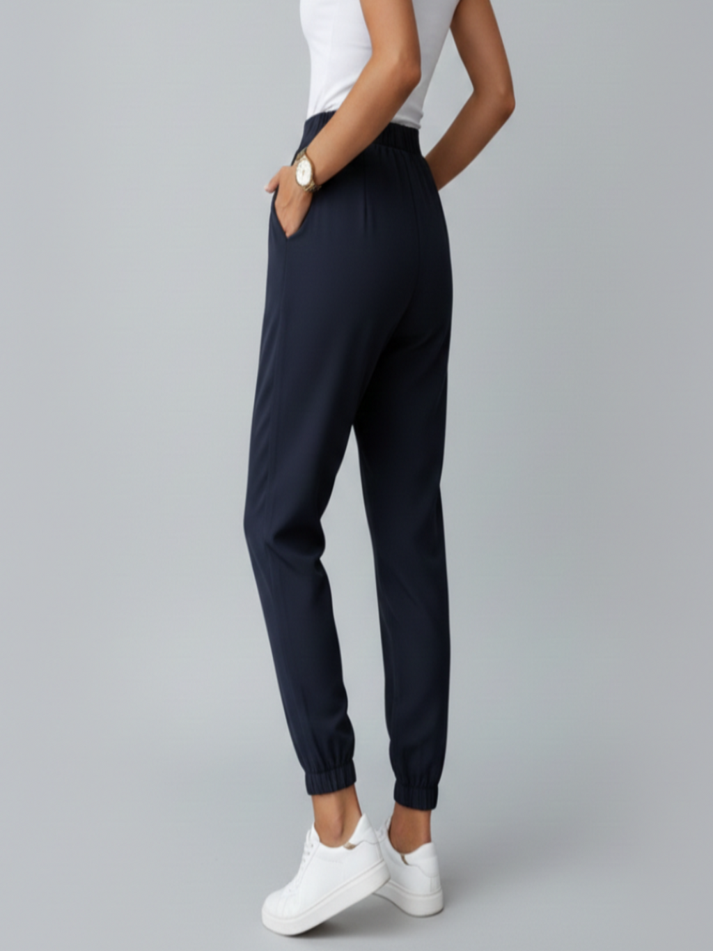 Adriana | Pantalones de Vestir Mujer con Cintura Alta y Acabado Elástico