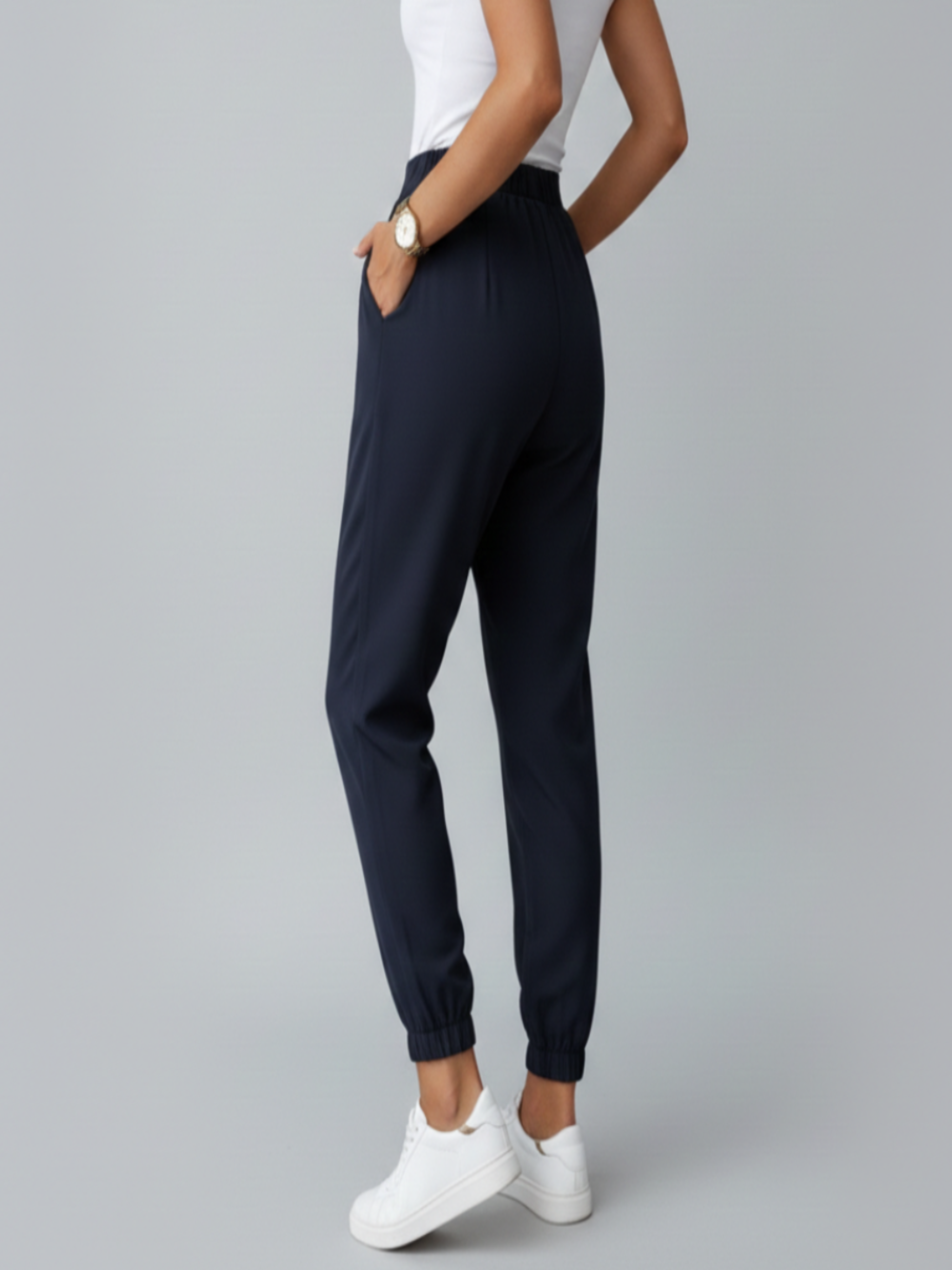 Adriana | Pantalones de Vestir Mujer con Cintura Alta y Acabado Elástico