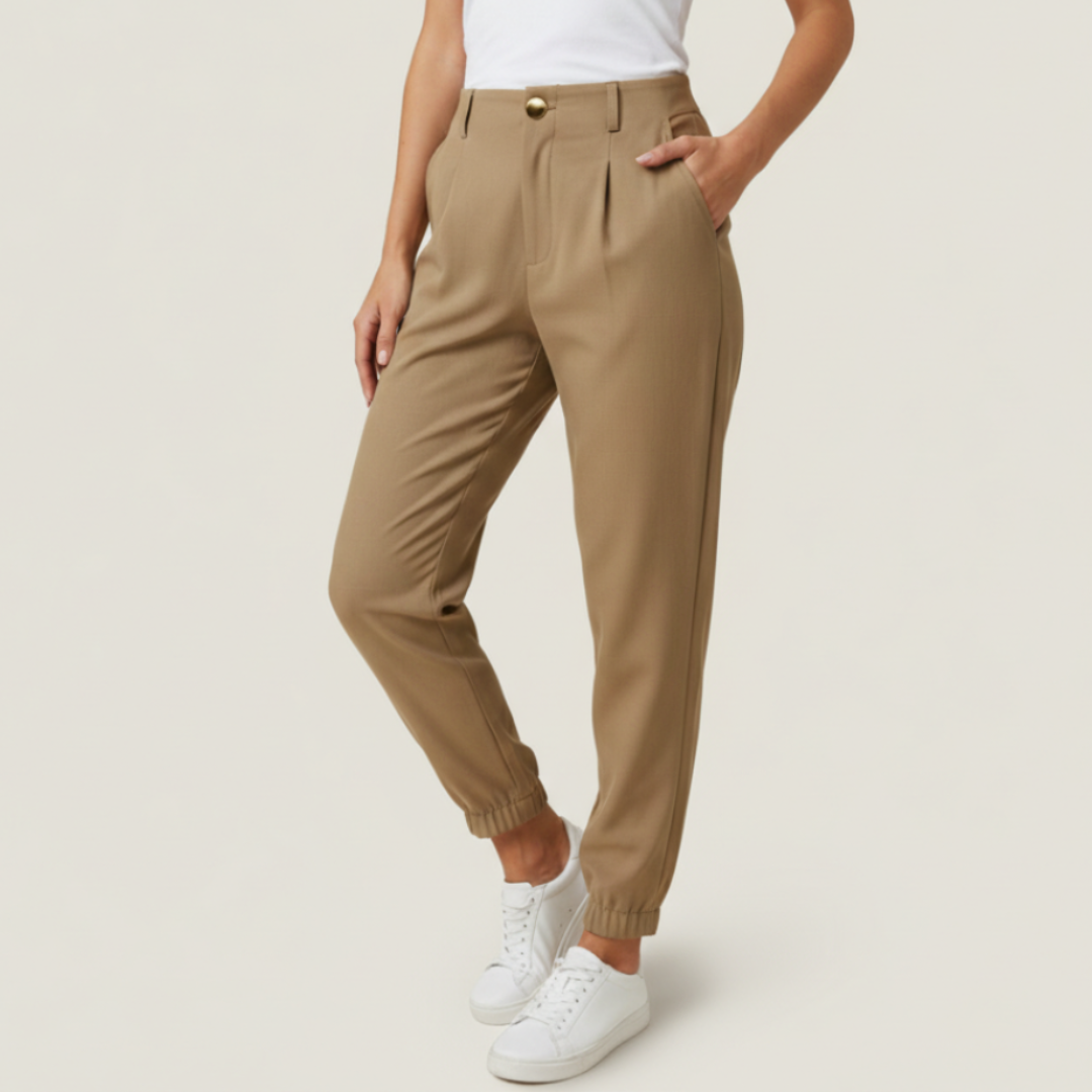 Adriana | Pantalones de Vestir Mujer con Cintura Alta y Acabado Elástico