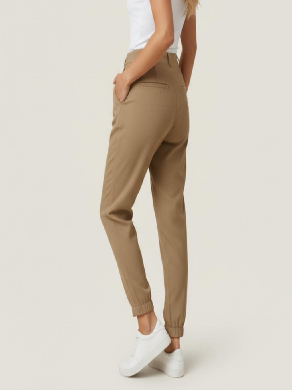 Adriana | Pantalones de Vestir Mujer con Cintura Alta y Acabado Elástico