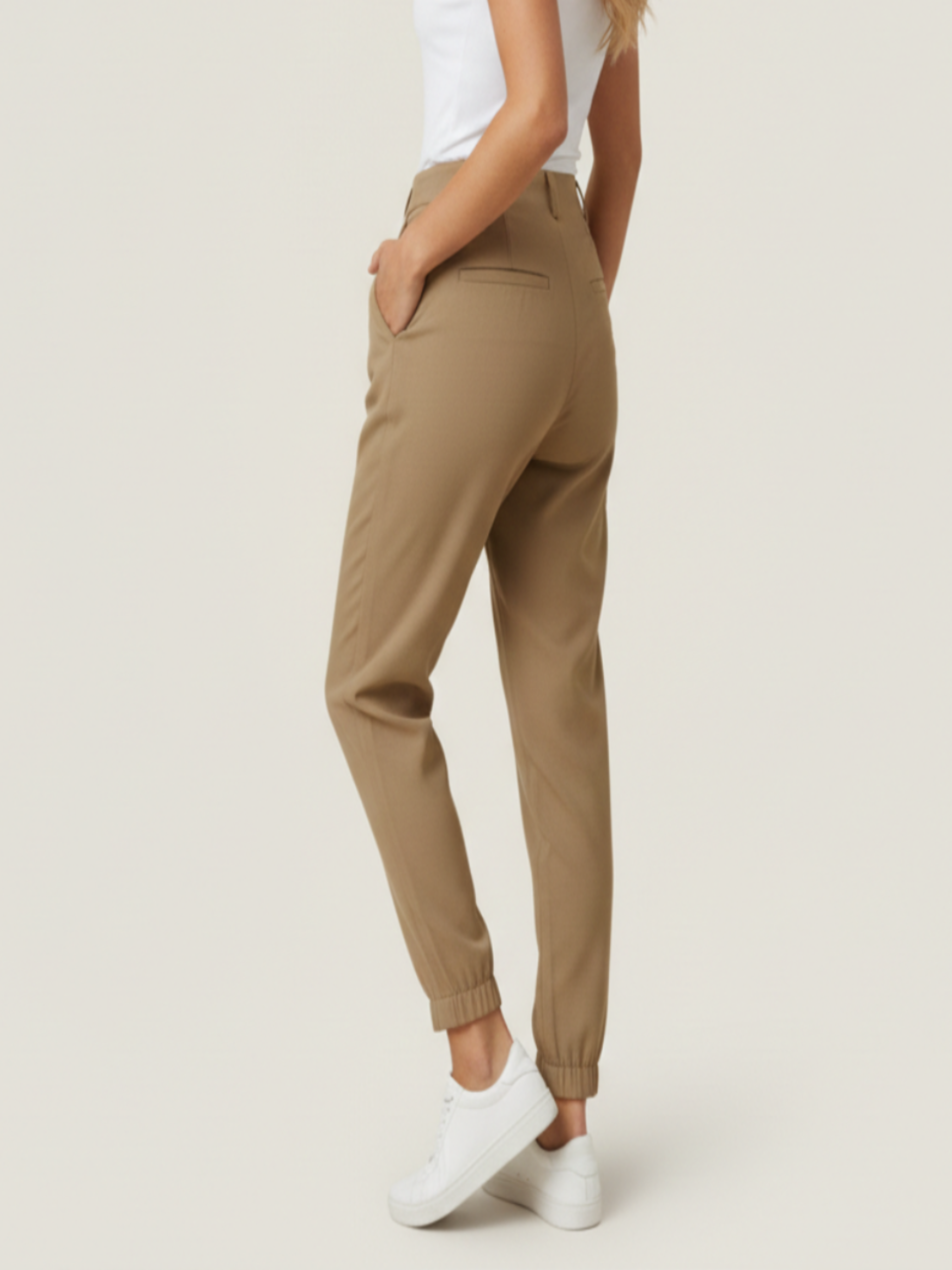 Adriana | Pantalones de Vestir Mujer con Cintura Alta y Acabado Elástico