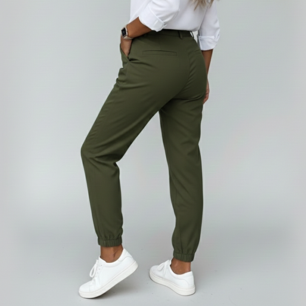 Adriana | Pantalones de Vestir Mujer con Cintura Alta y Acabado Elástico