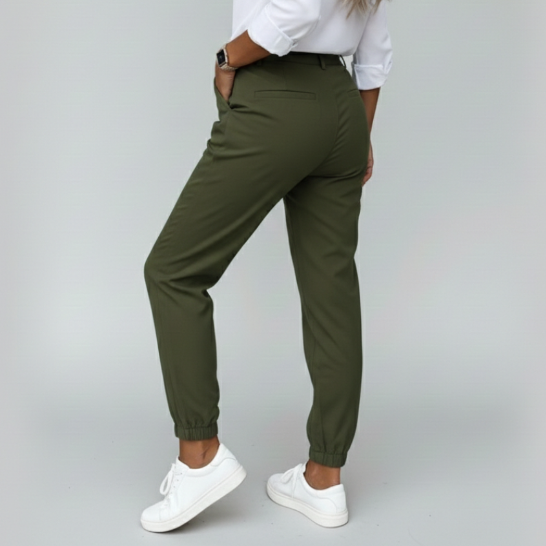 Adriana | Pantalones de Vestir Mujer con Cintura Alta y Acabado Elástico