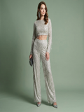 Esperanza | Conjunto Crop Top y Pantalón Palazzo de Lentejuelas Mujer