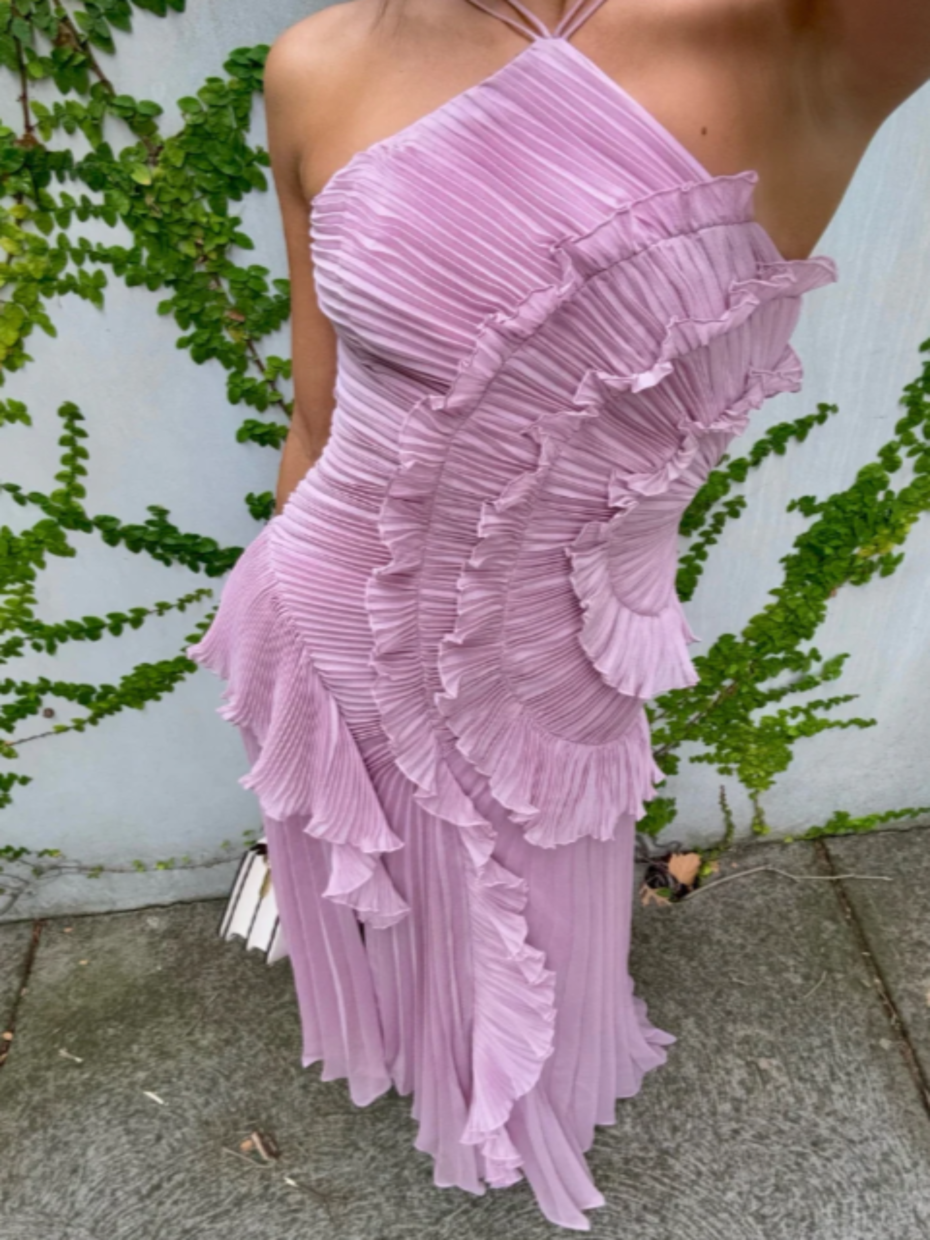 Lucía | Vestido Maxi Mujer Volantes Plisado Asimétrico