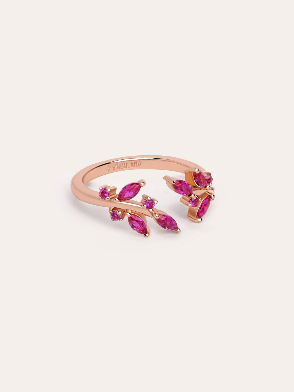 Anillo Pink floral Plata Baño Oro Rosa