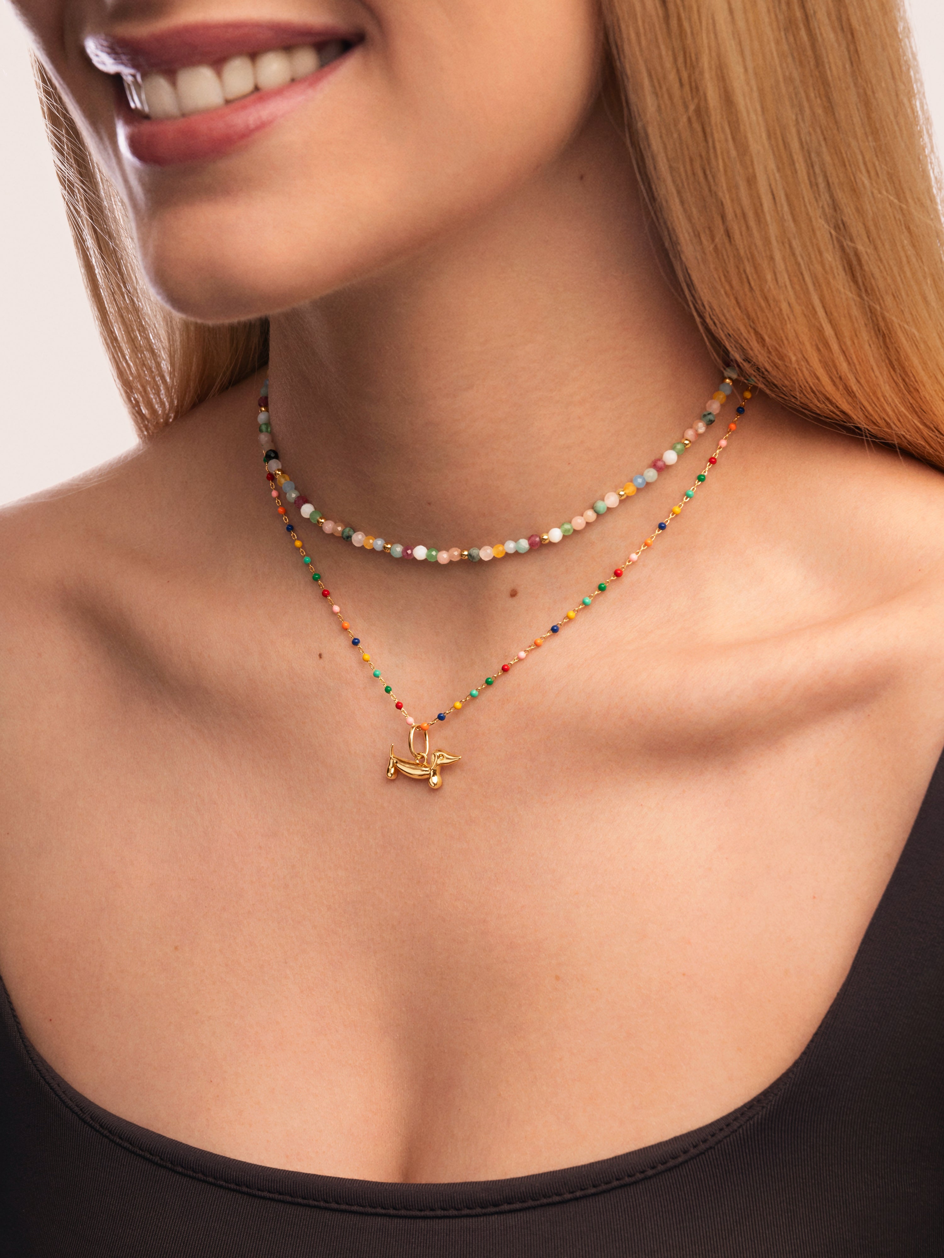 Collar Colors Enamel Plata Baño Oro