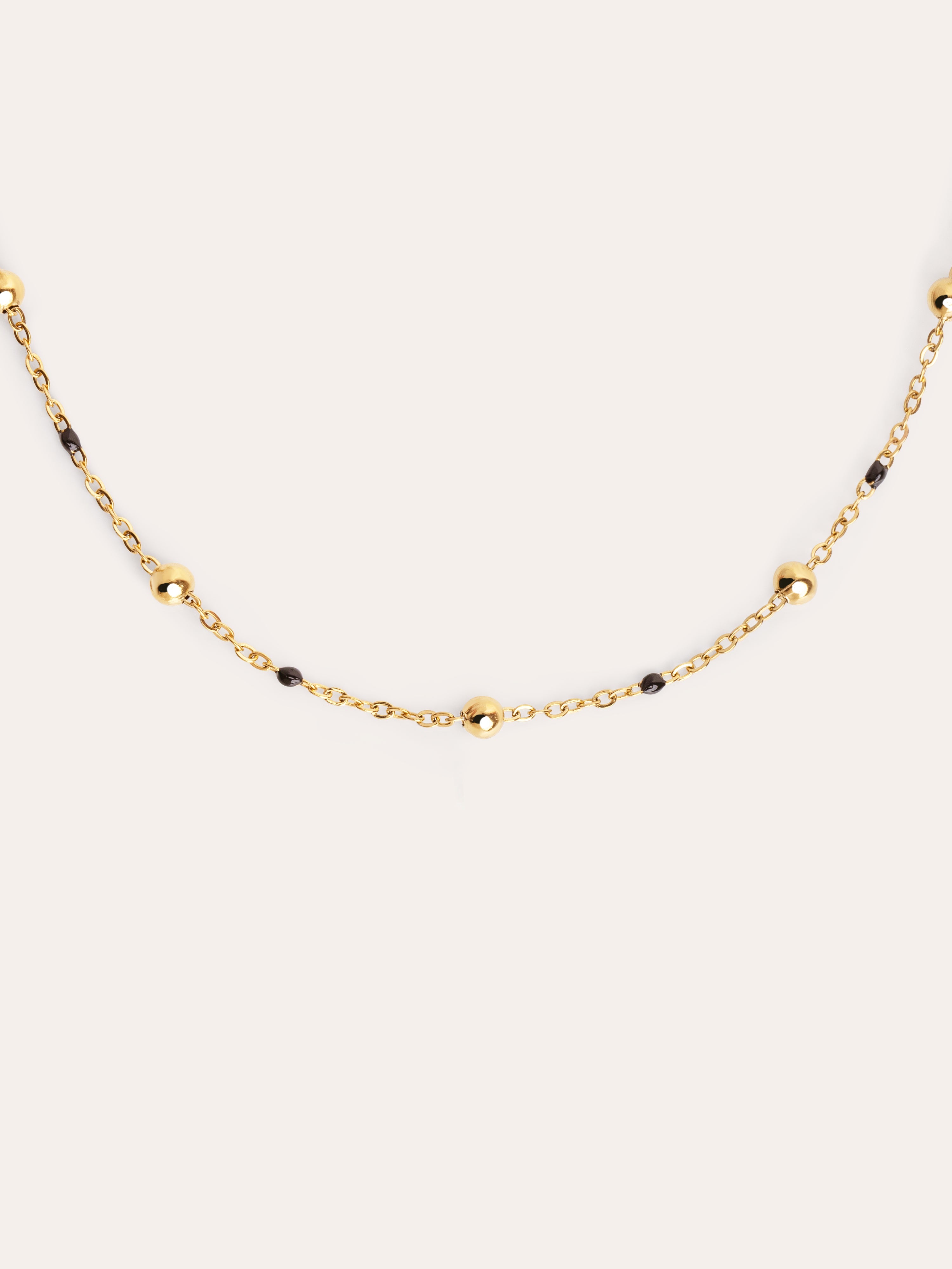 Collar Black Enamel Acero Baño Oro