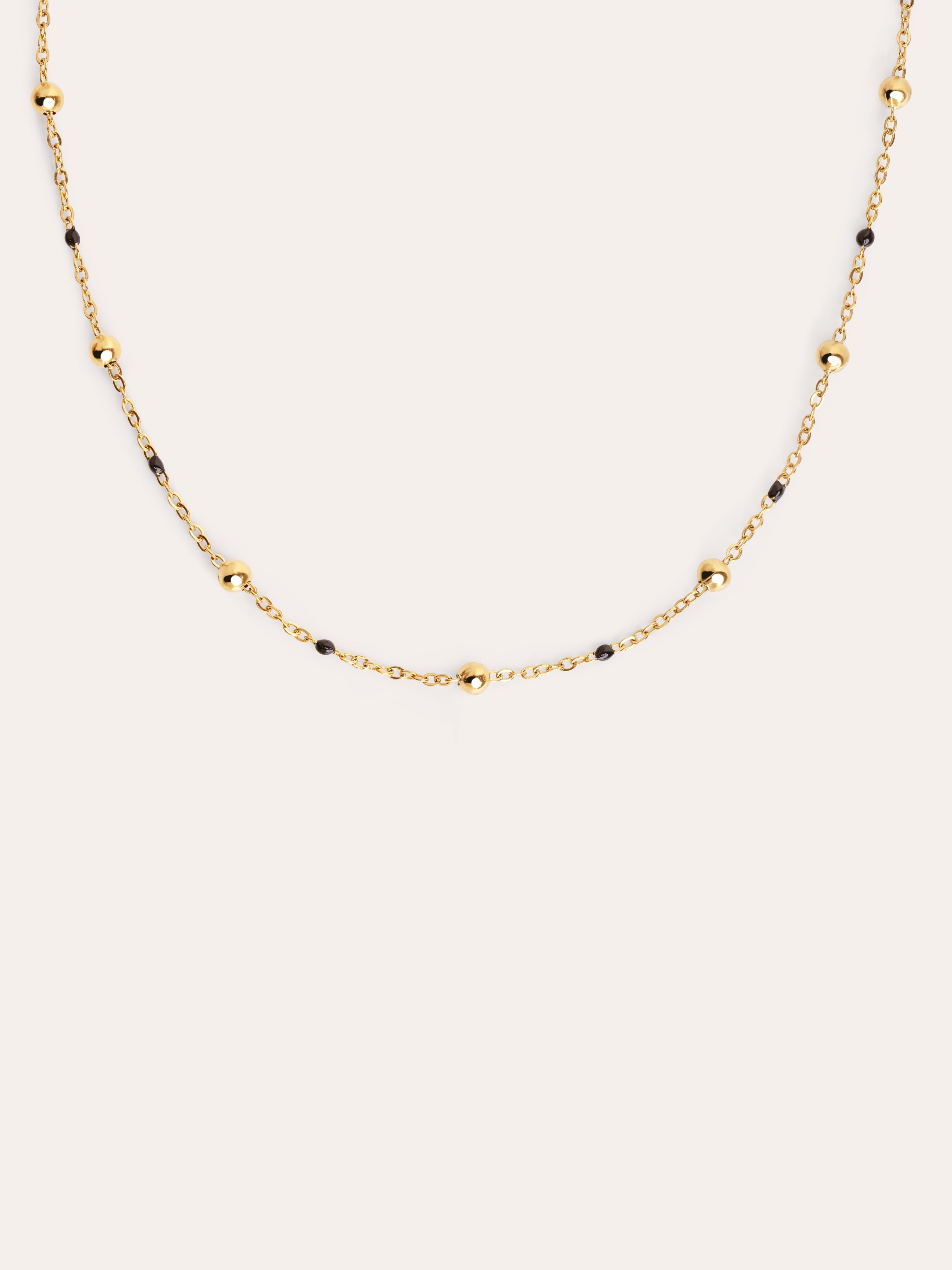 Collar Black Enamel Acero Baño Oro