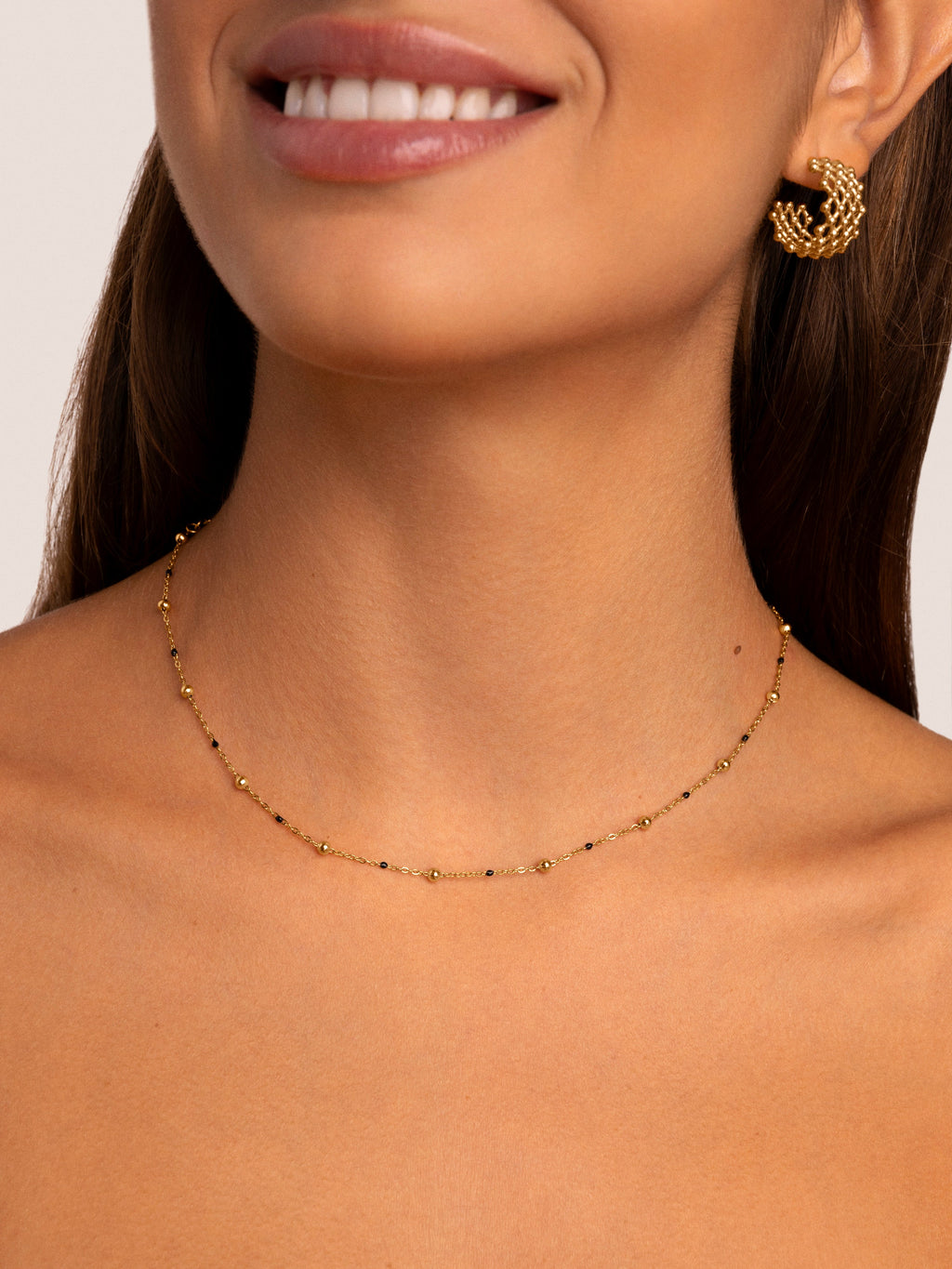 Collar Black Enamel Acero Baño Oro