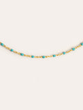Collar Dots Turquoise Enamel Plata Baño Oro