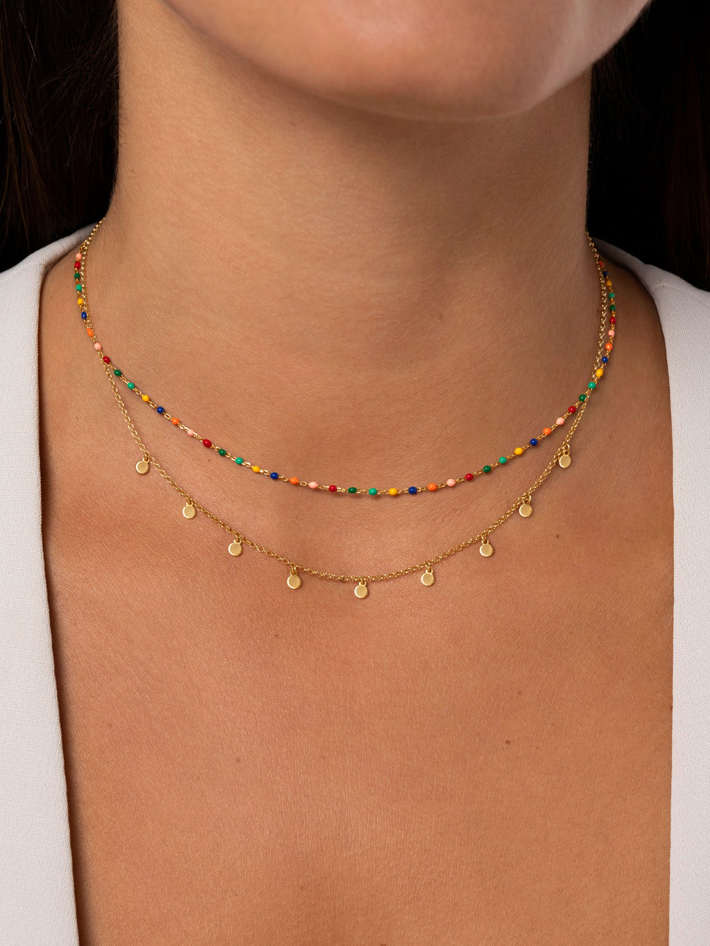 Collar Colors Enamel Plata Baño Oro