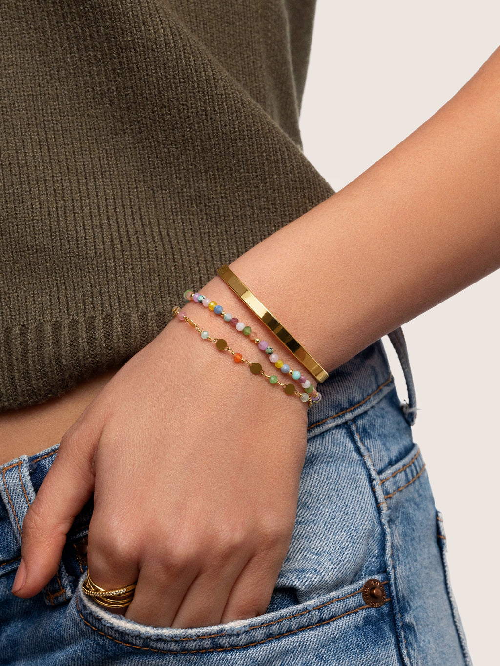 Pulsera Light Colors Acero Baño Oro