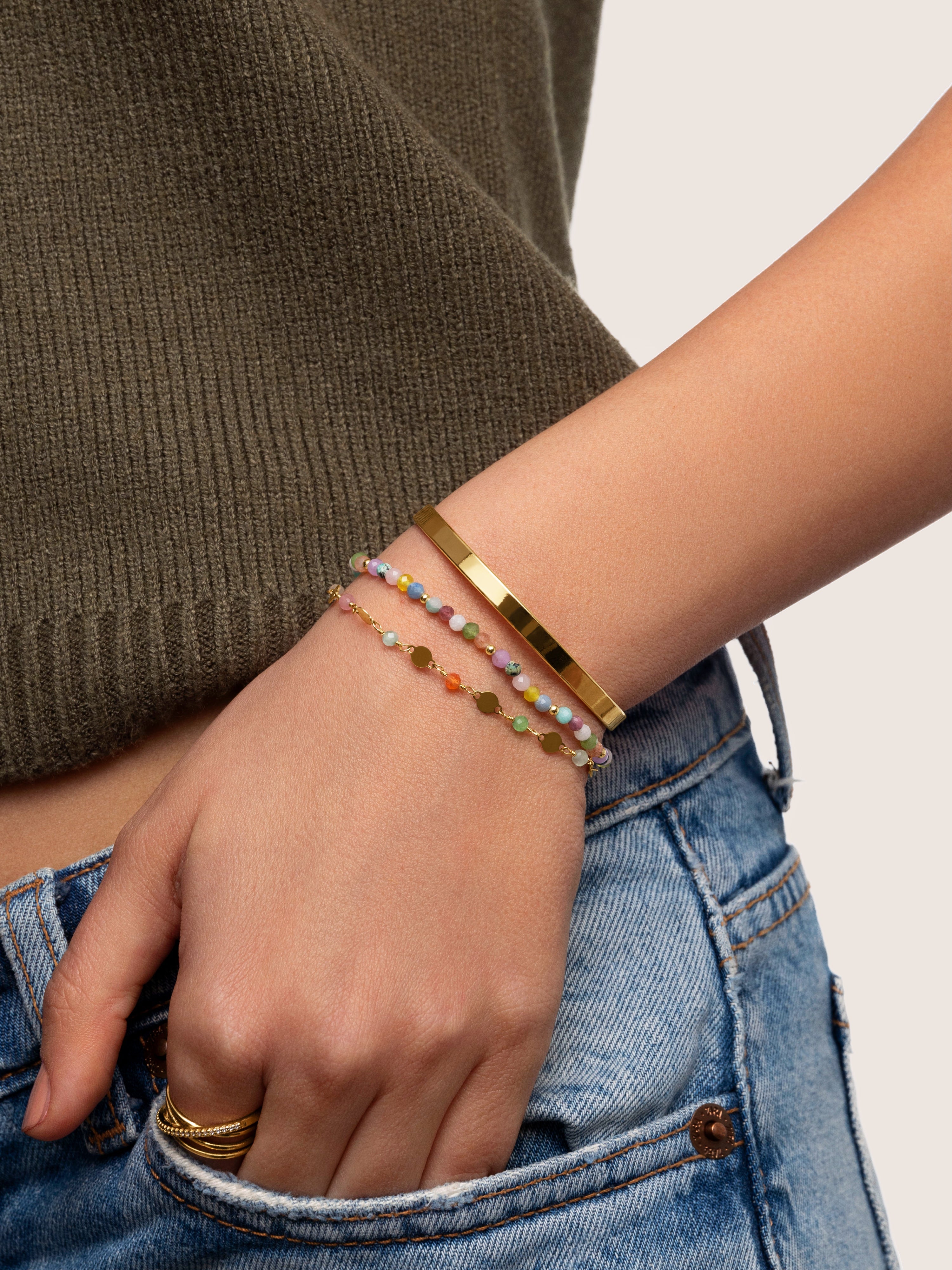 Pulsera Light Colors Acero Baño Oro