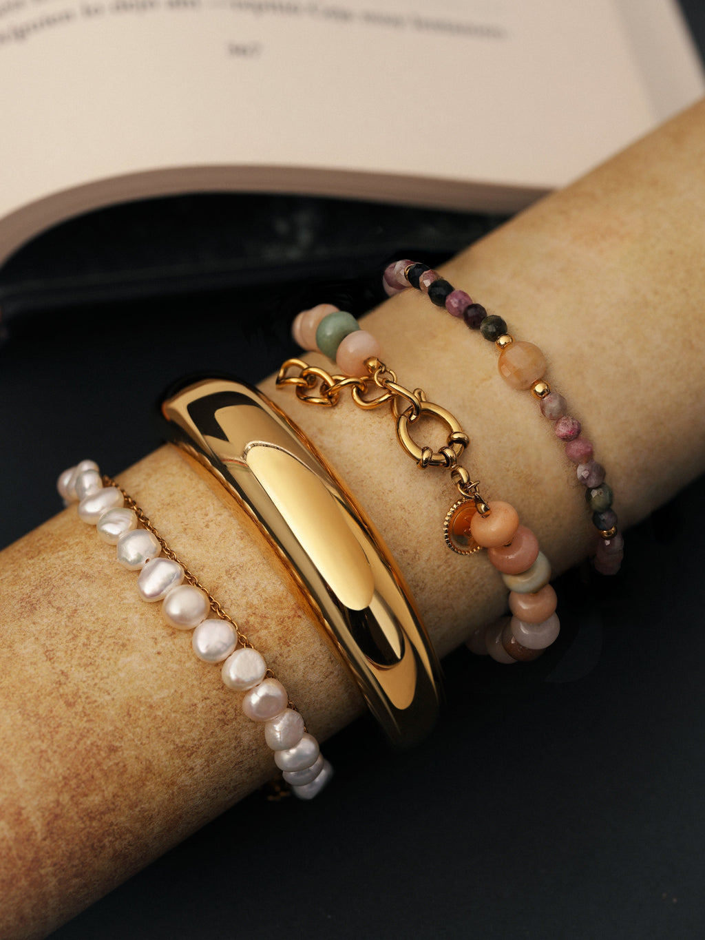 Pulsera Cats Eye Acero Baño Oro