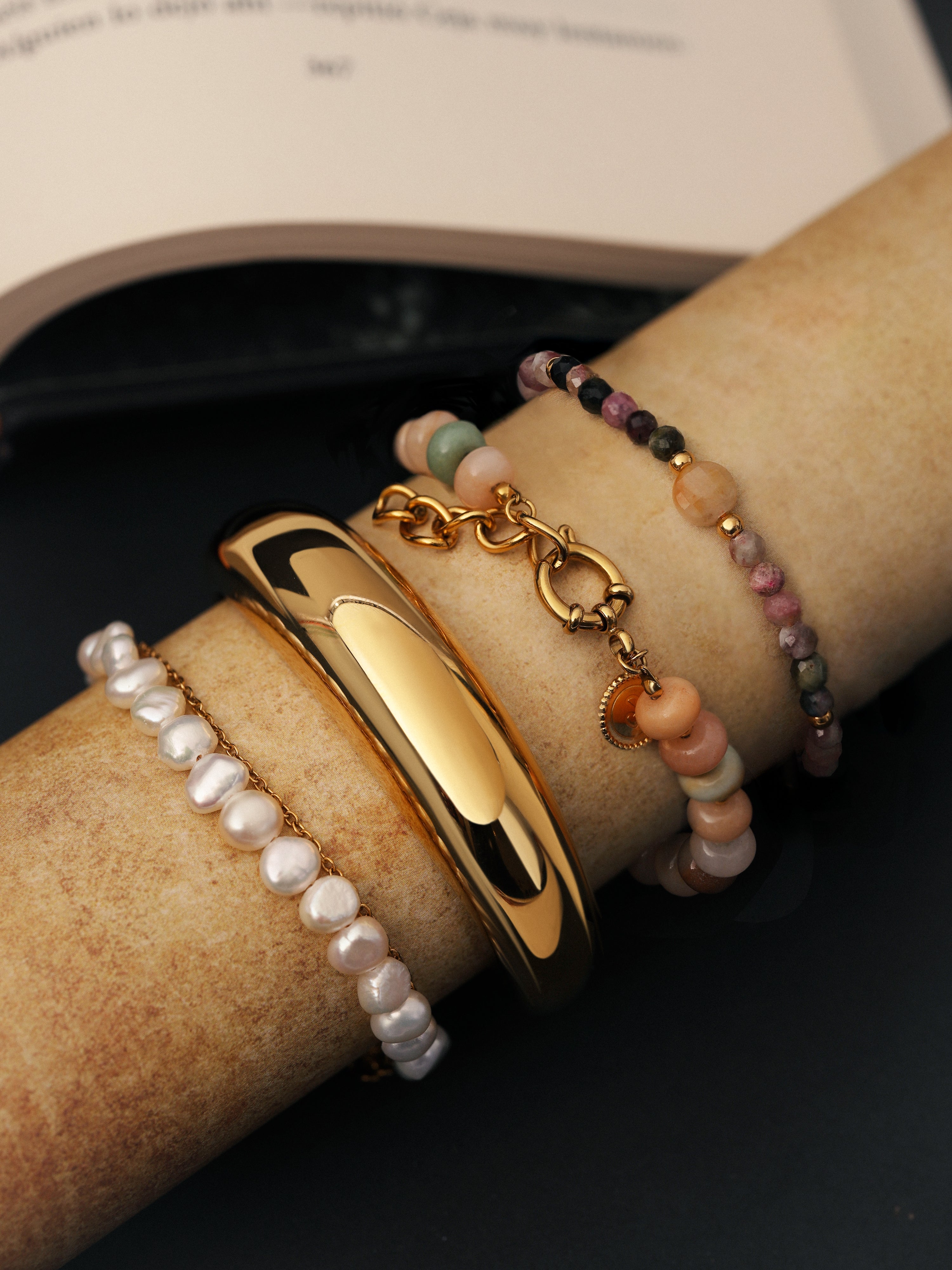 Pulsera Cats Eye Acero Baño Oro