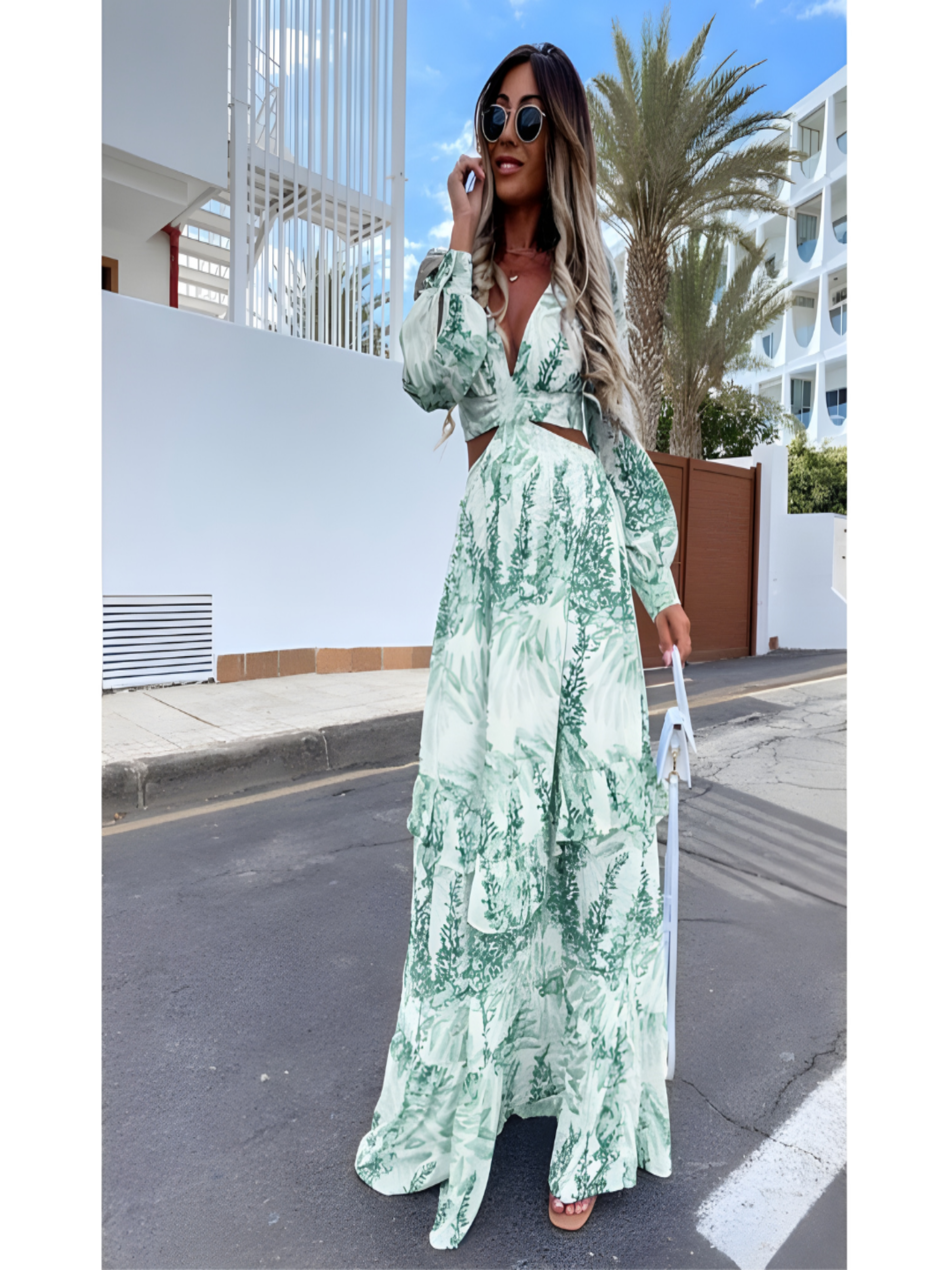 Carla | Vestido Largo de Verano Cut Out Mujer Escote V