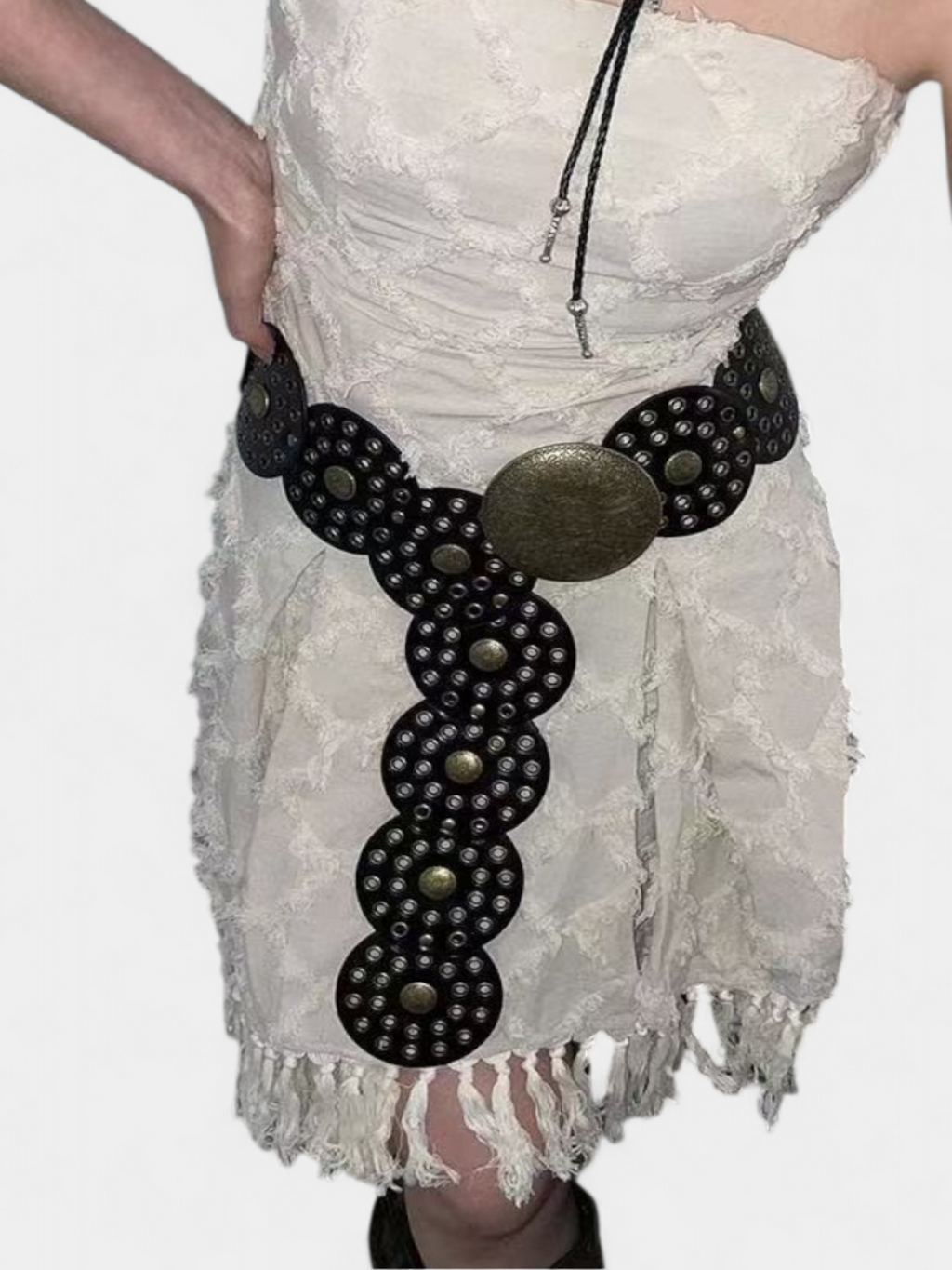 Catalina | Cinturón Ancho con Hebilla Decorativa Mujer Troquelado