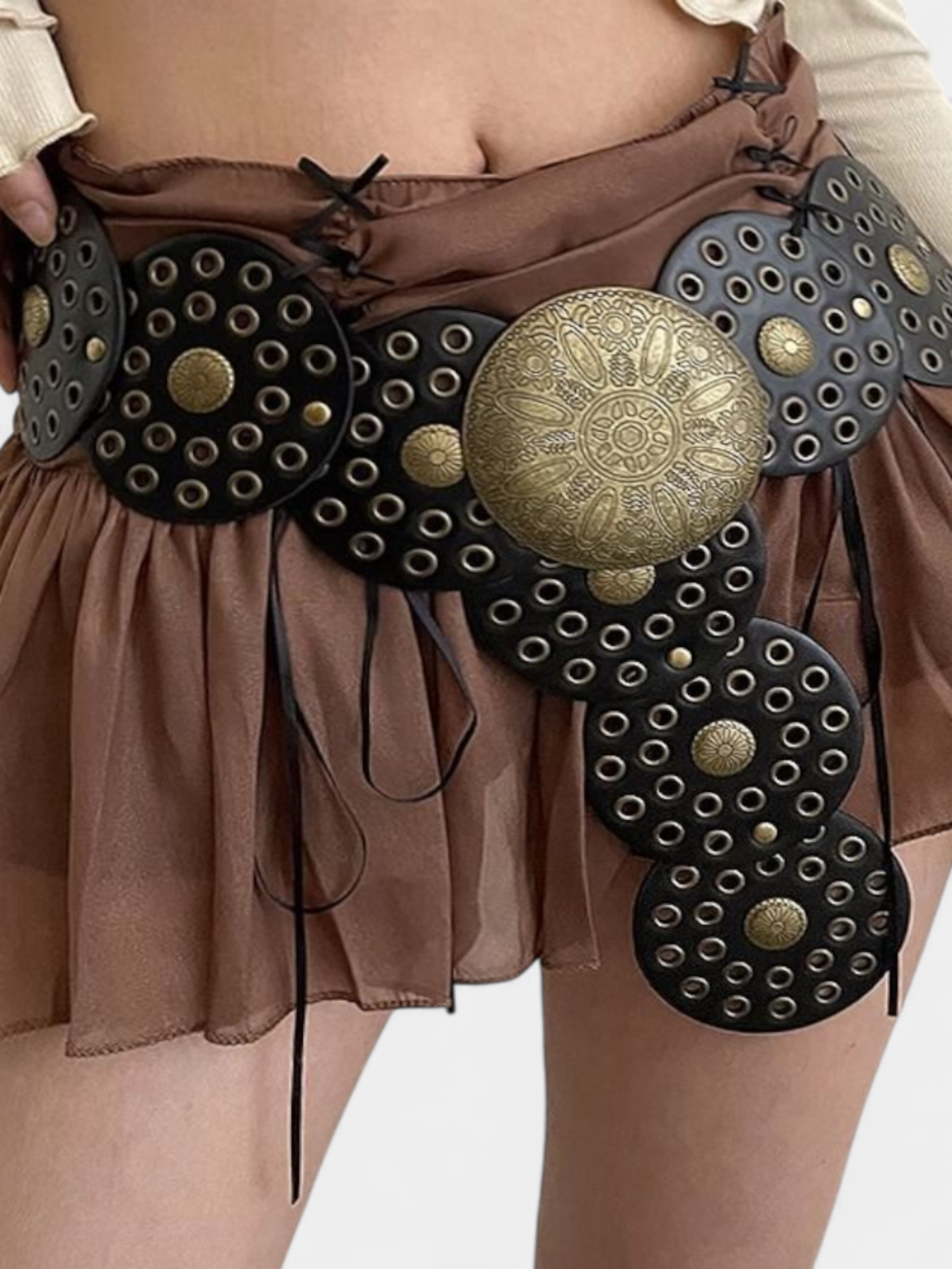 Catalina | Cinturón Ancho con Hebilla Decorativa Mujer Troquelado