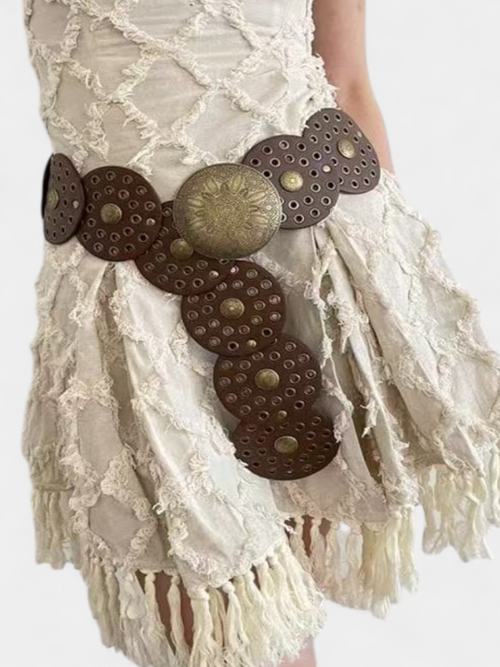 Catalina | Cinturón Ancho con Hebilla Decorativa Mujer Troquelado