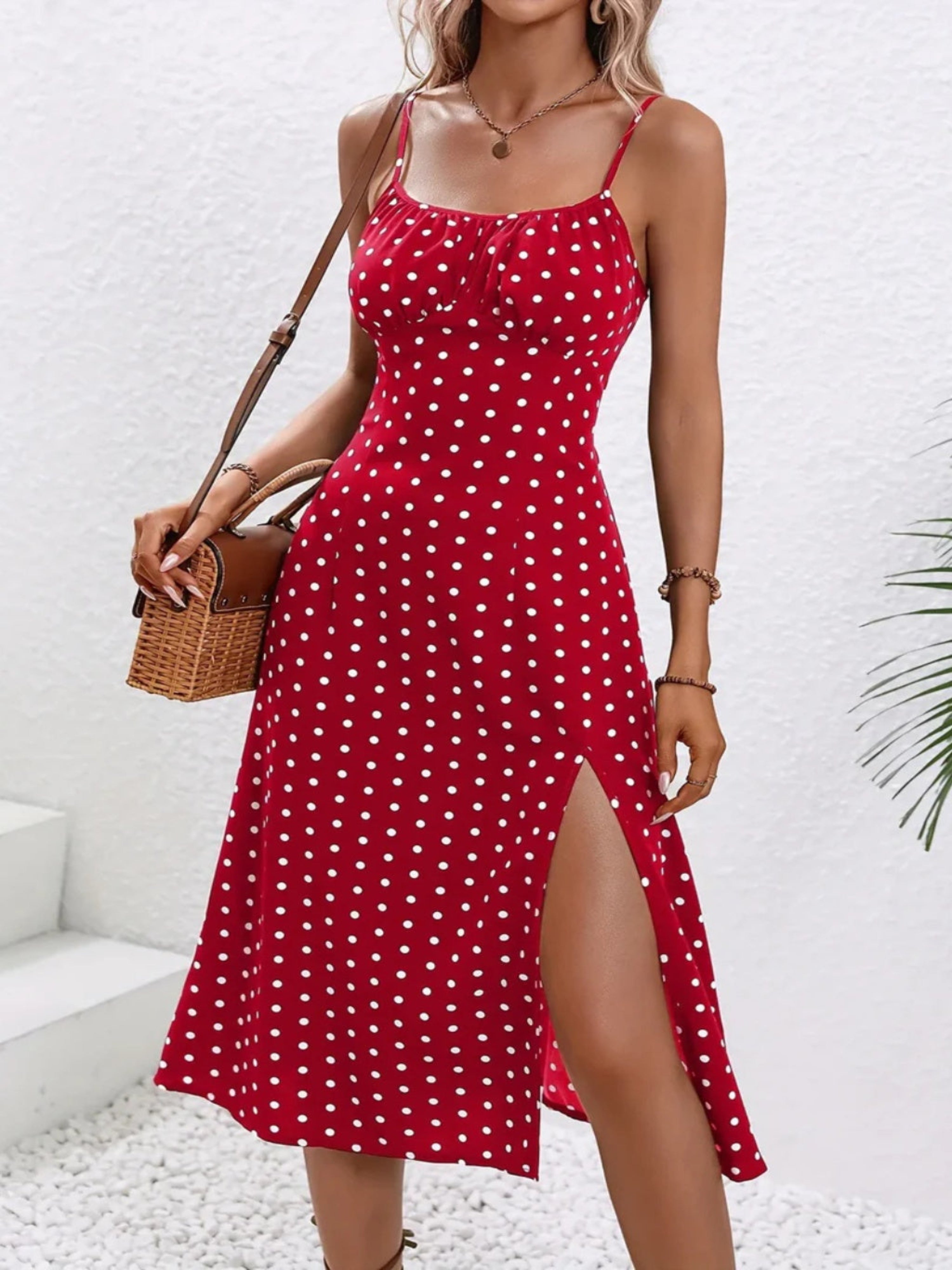 Patricia | Vestido Midi Estampado Floral con Abertura Lateral Mujer Tirantes