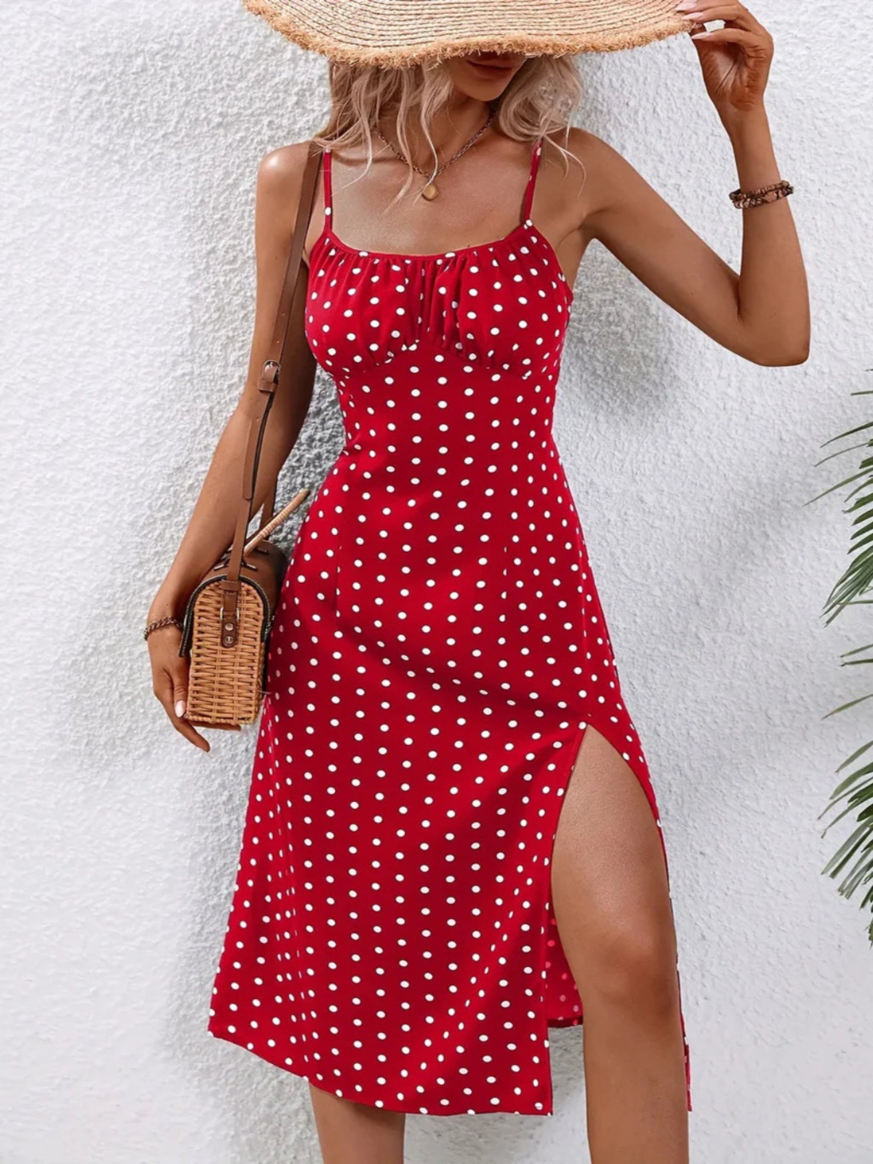 Patricia | Vestido Midi Estampado Floral con Abertura Lateral Mujer Tirantes