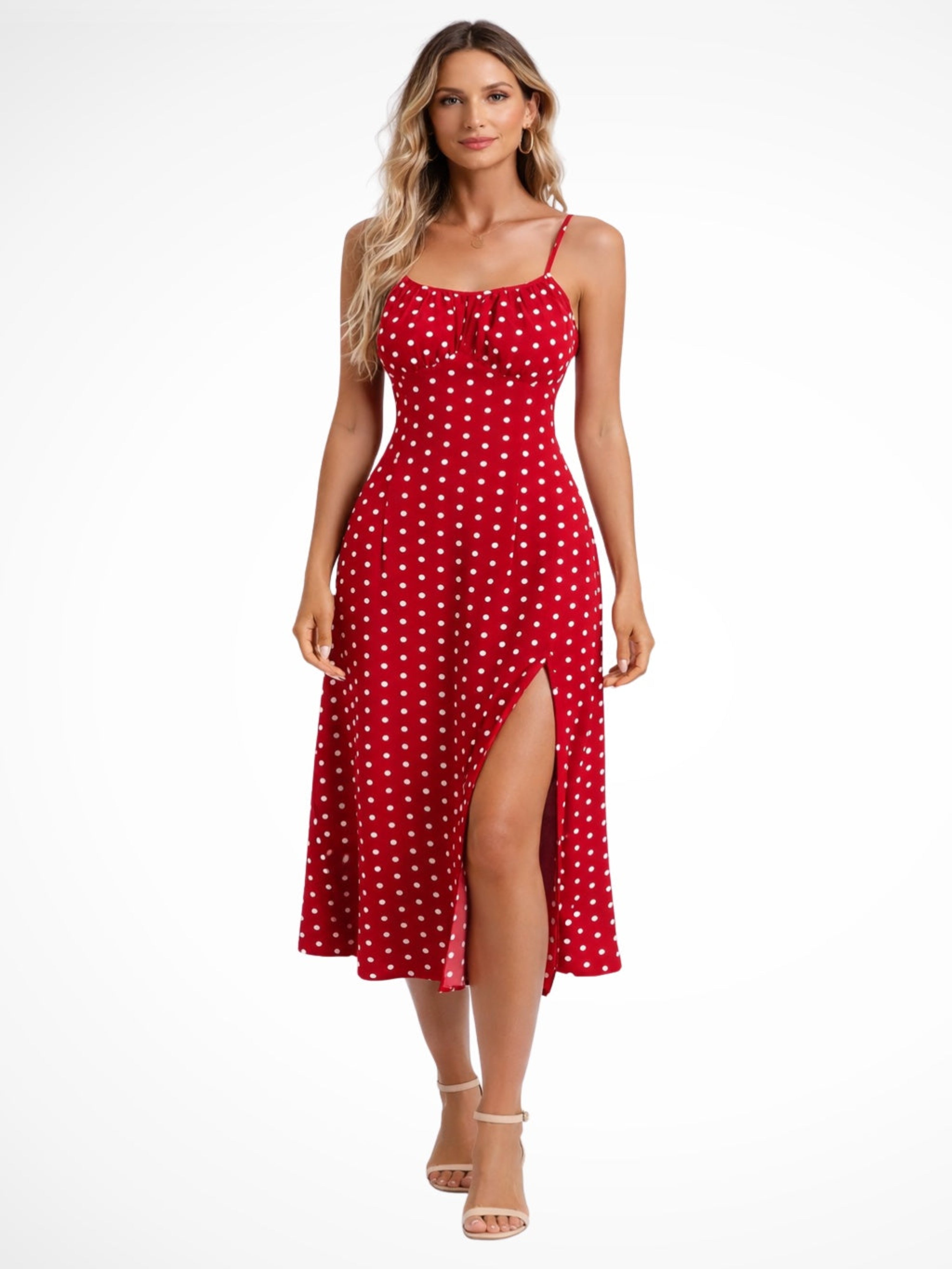 Patricia | Vestido Midi Estampado Floral con Abertura Lateral Mujer Tirantes