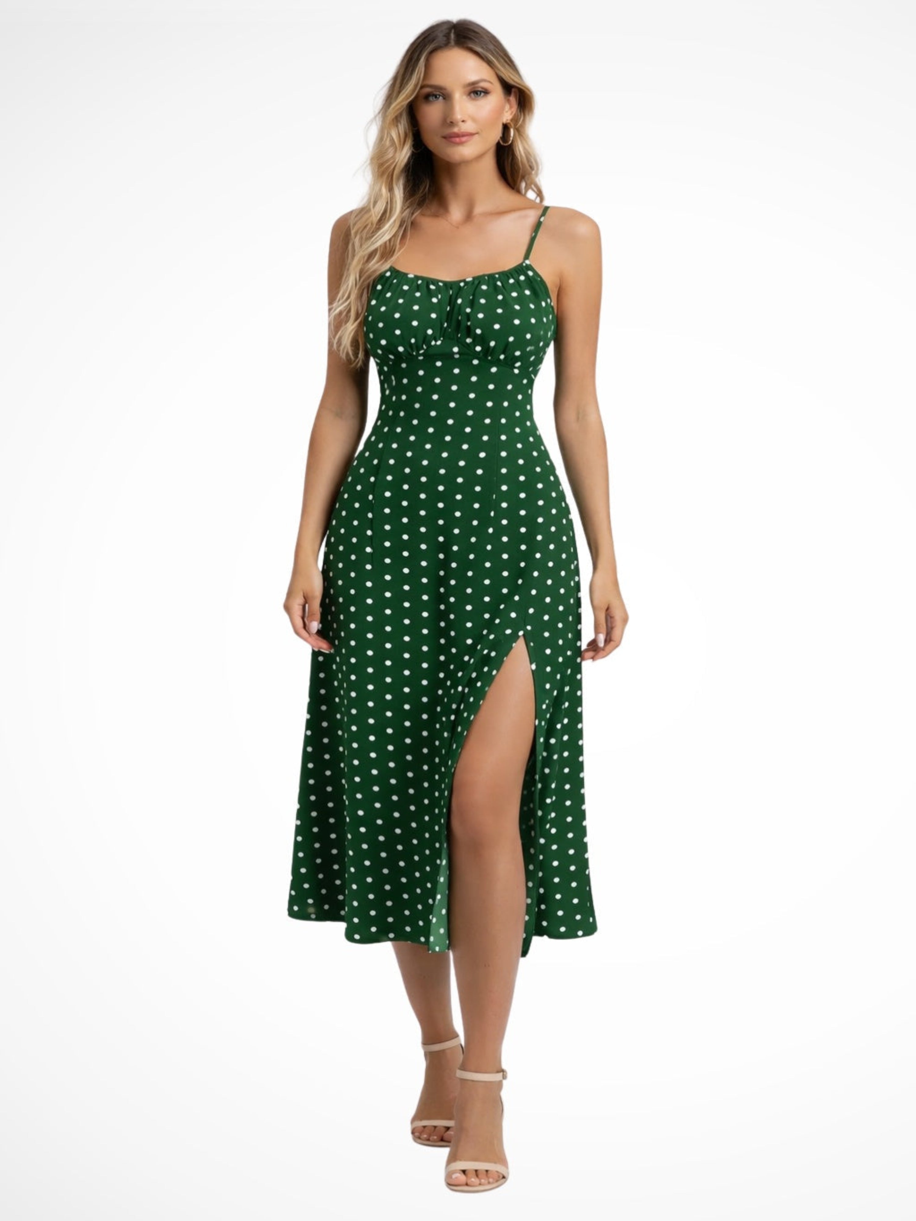 Patricia | Vestido Midi Estampado Floral con Abertura Lateral Mujer Tirantes