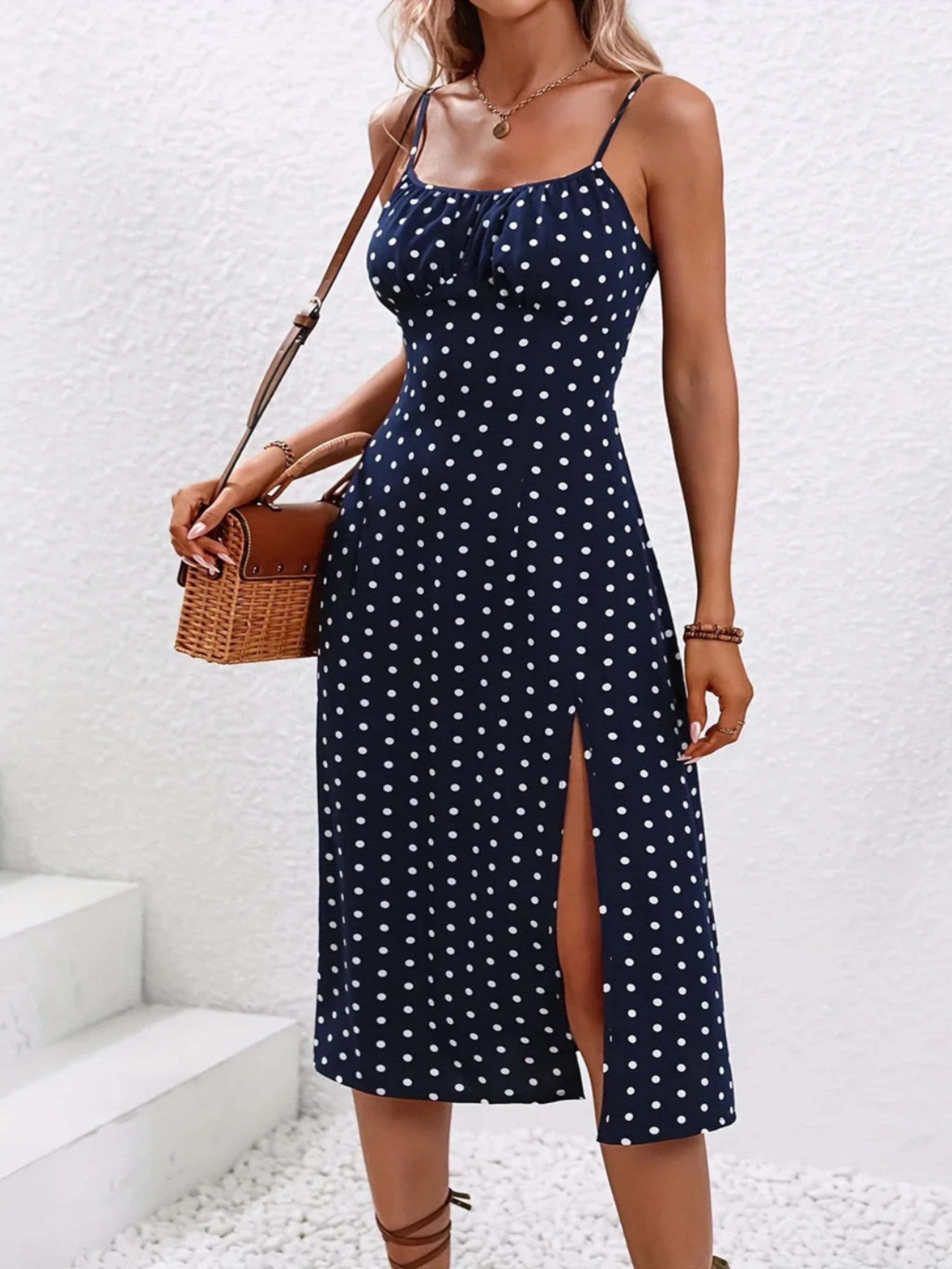 Patricia | Vestido Midi Estampado Floral con Abertura Lateral Mujer Tirantes