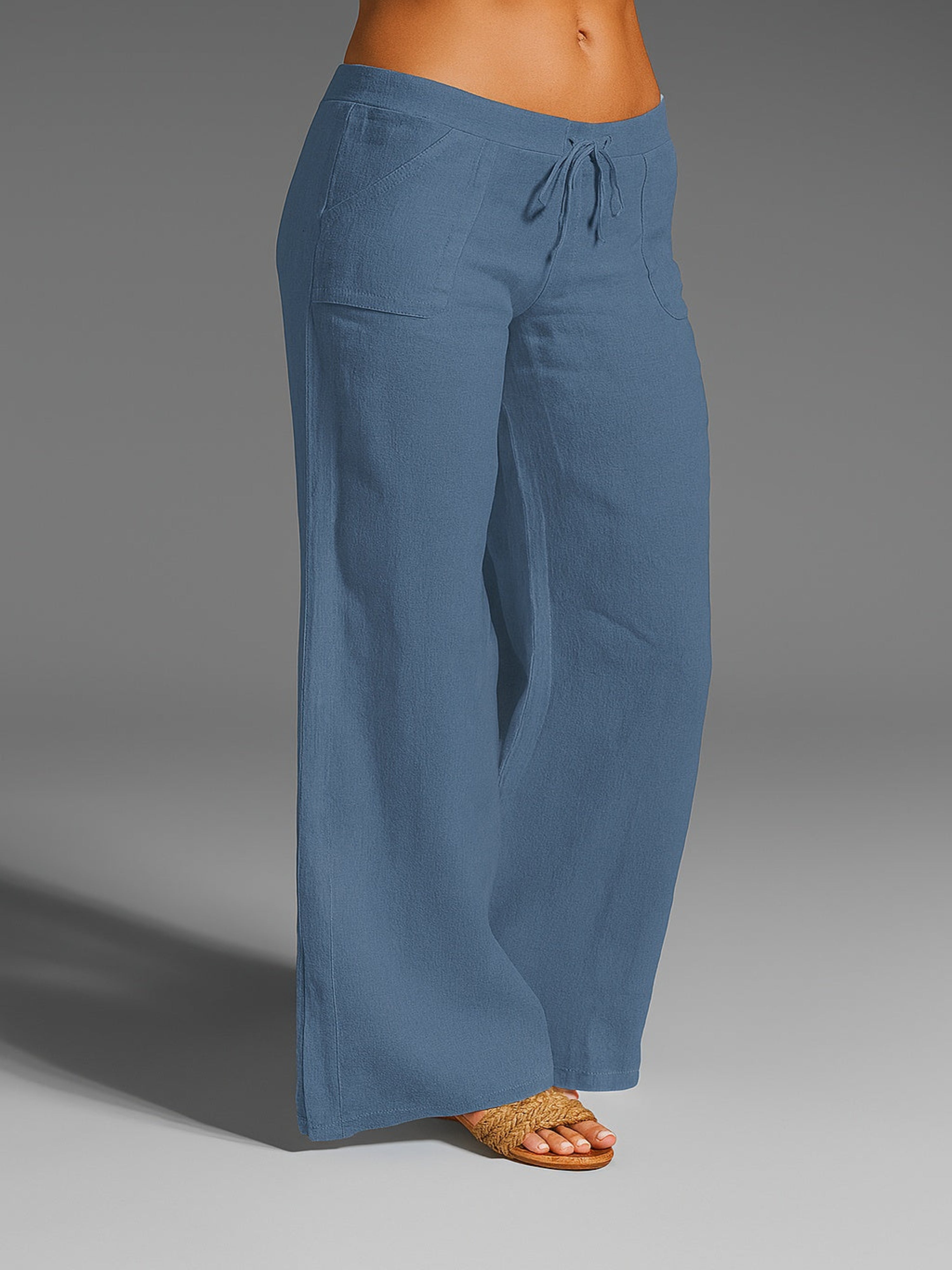 Remedios | Pantalón de Lino de Cintura Baja Mujer Pierna Amplia