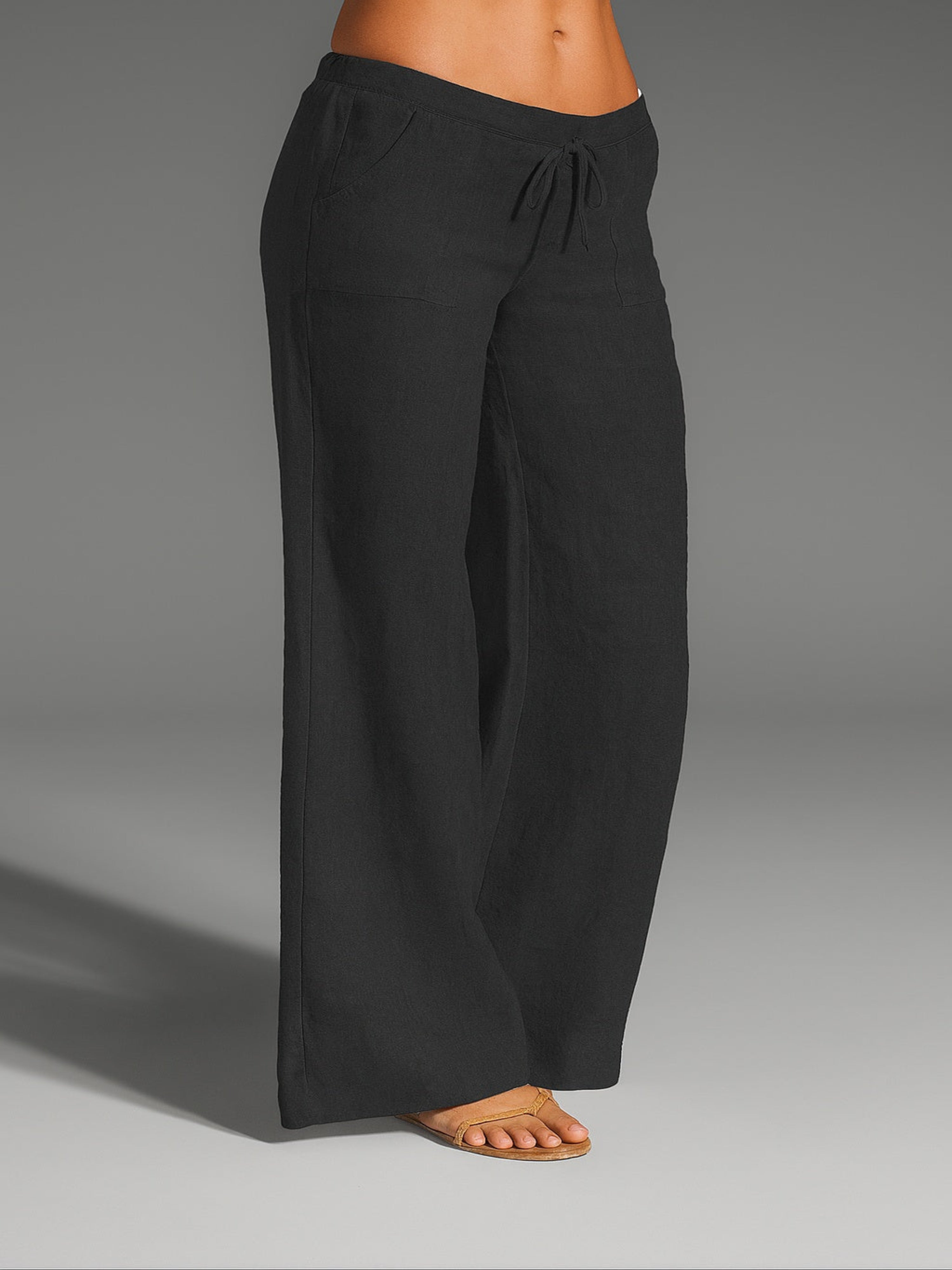 Remedios | Pantalón de Lino de Cintura Baja Mujer Pierna Amplia