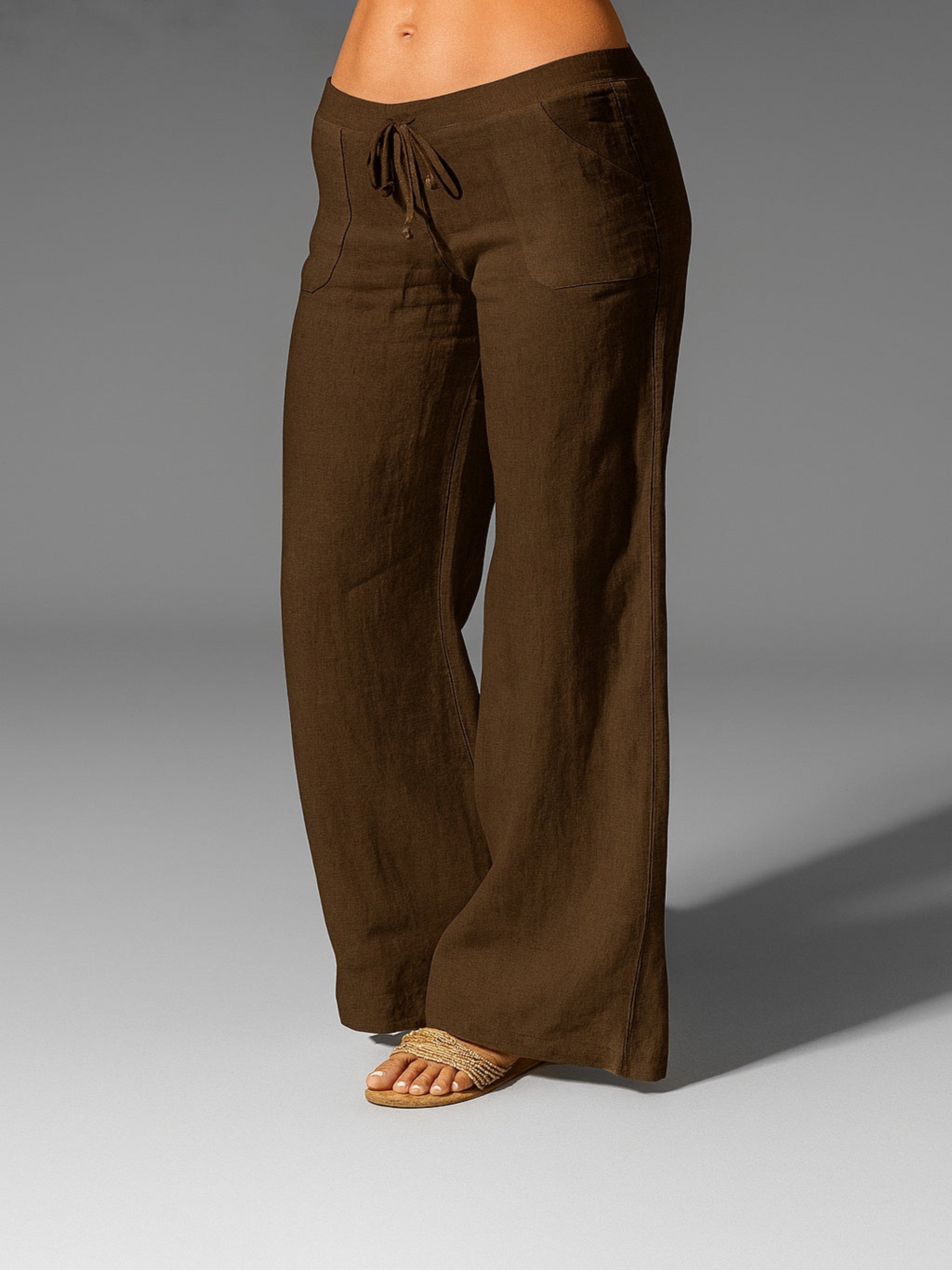 Remedios | Pantalón de Lino de Cintura Baja Mujer Pierna Amplia
