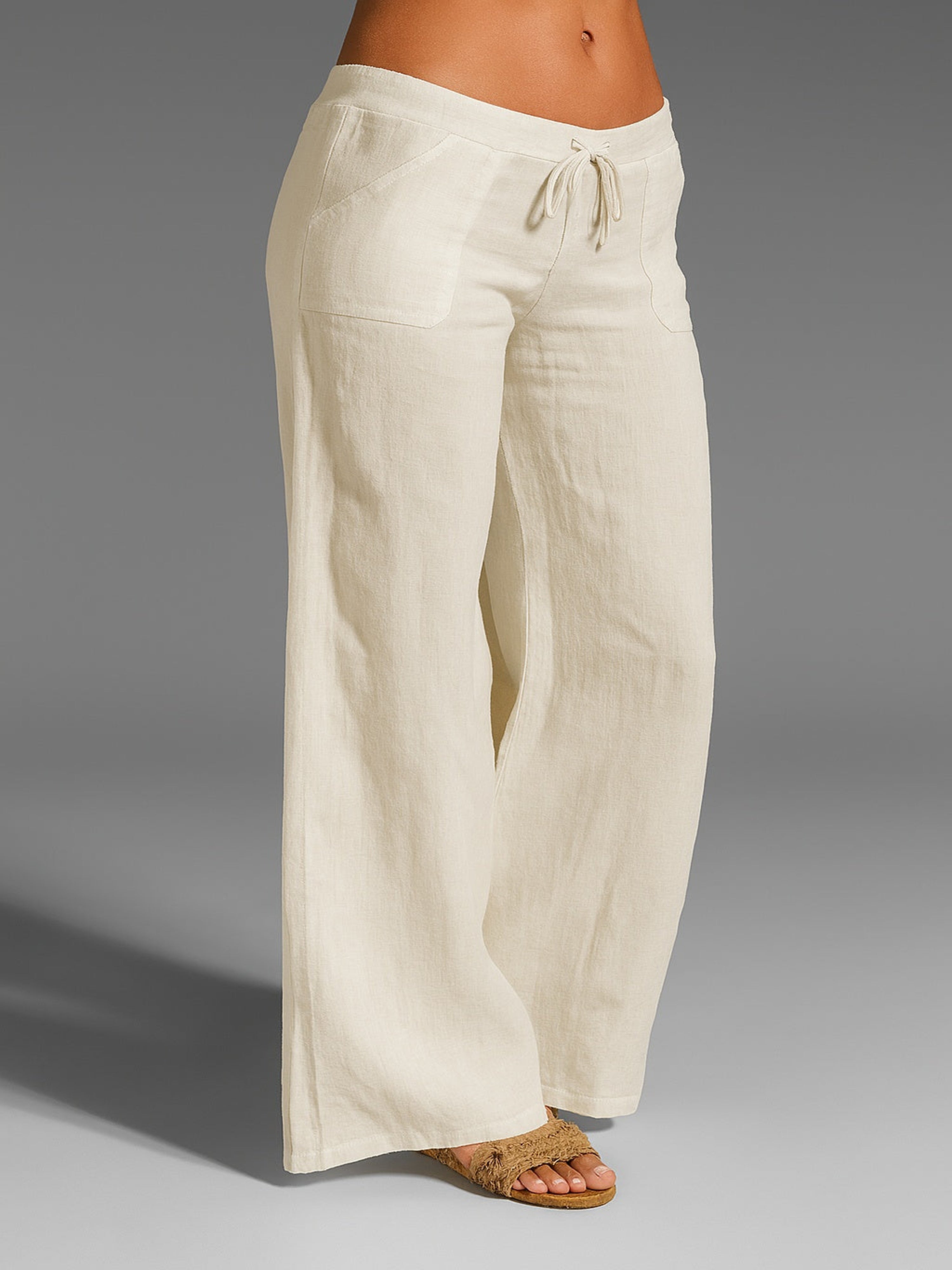 Remedios | Pantalón de Lino de Cintura Baja Mujer Pierna Amplia