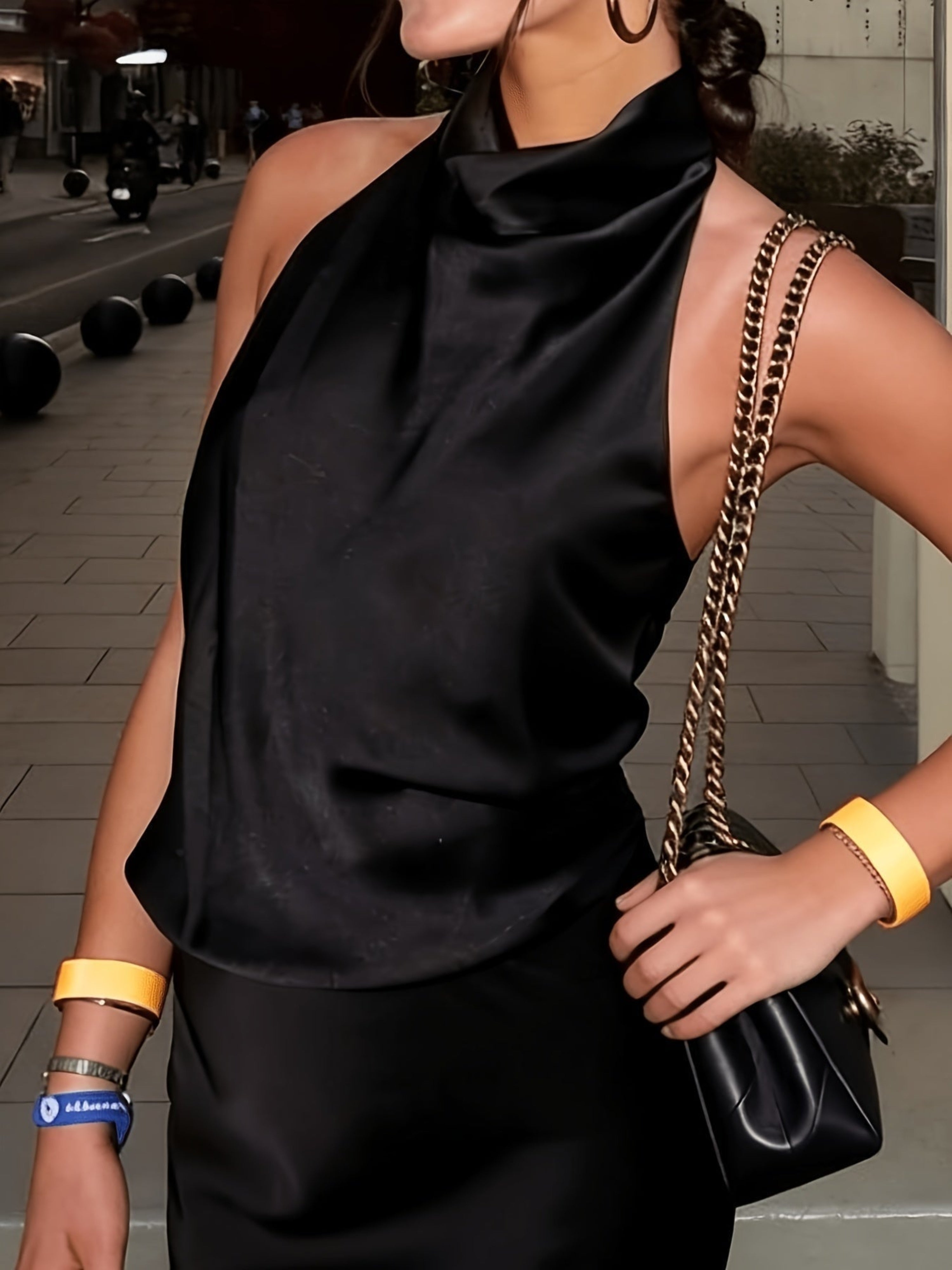 Esther | Top Halter con Espalda Descubierta Mujer Cuello Alto