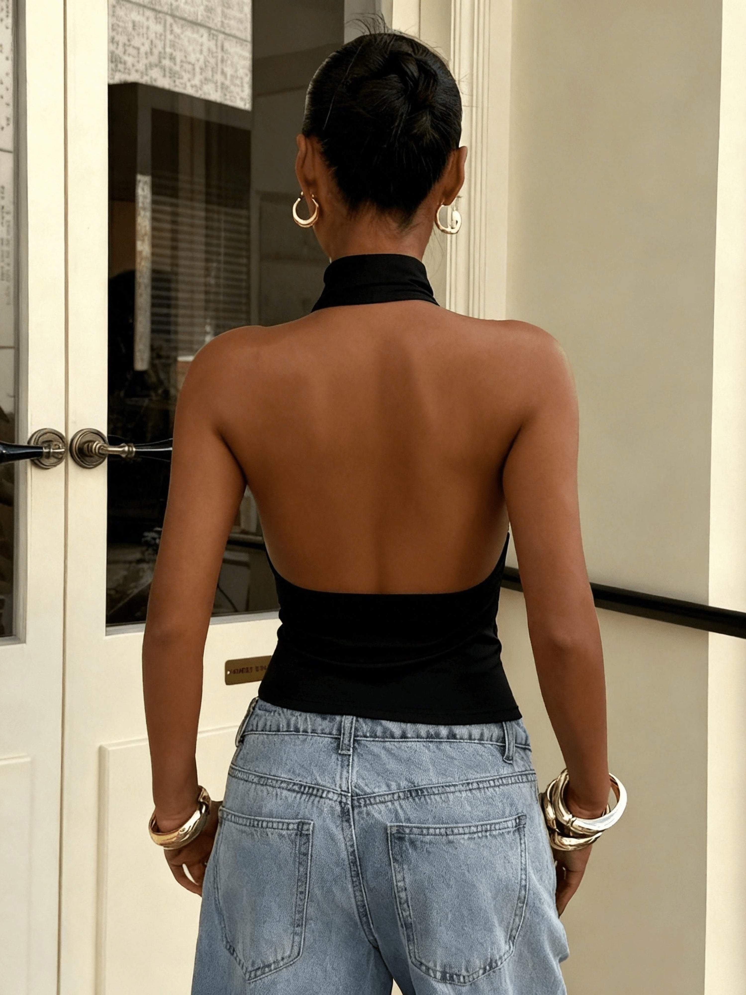 Esther | Top Halter con Espalda Descubierta Mujer Cuello Alto