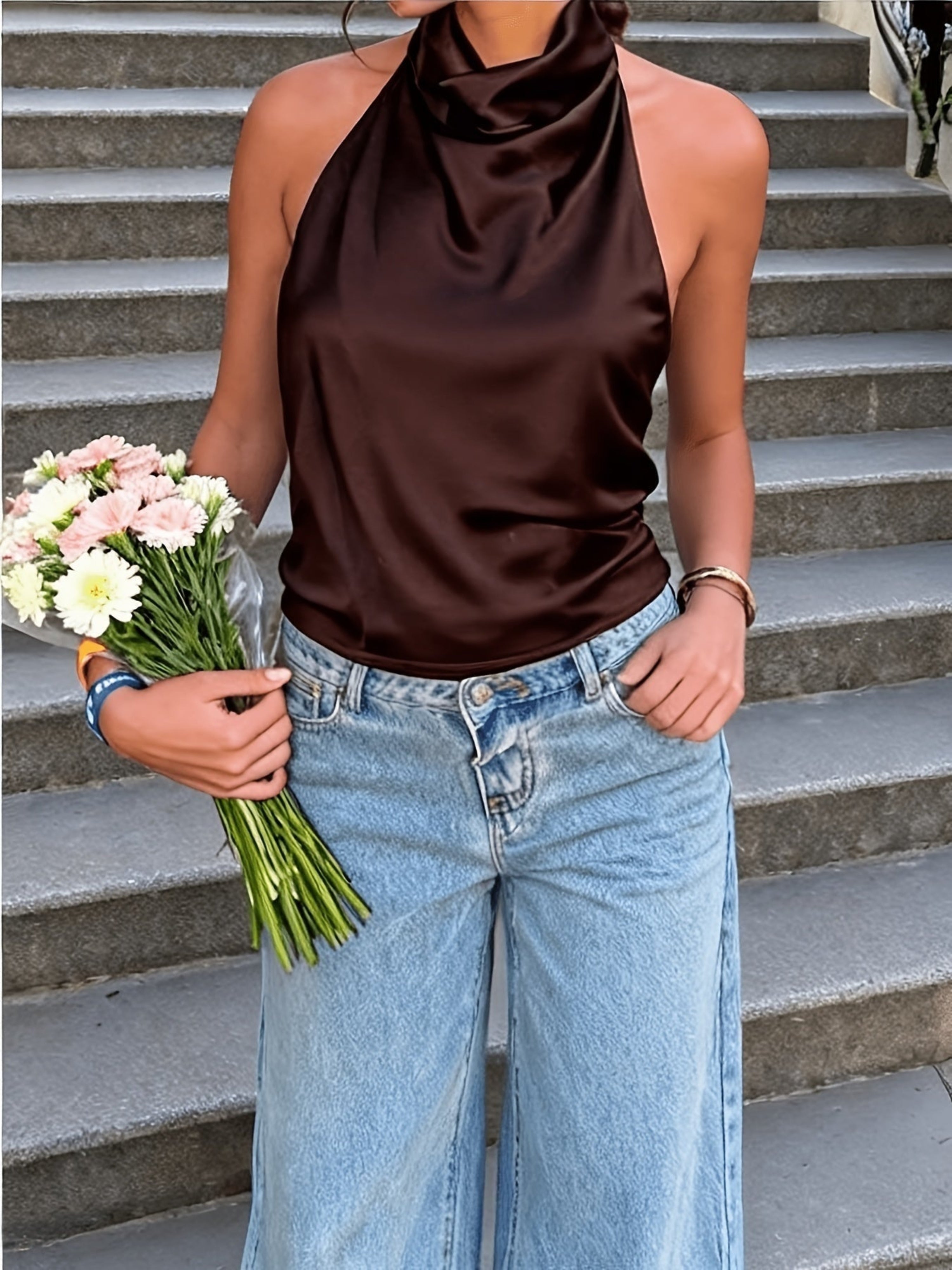 Esther | Top Halter con Espalda Descubierta Mujer Cuello Alto