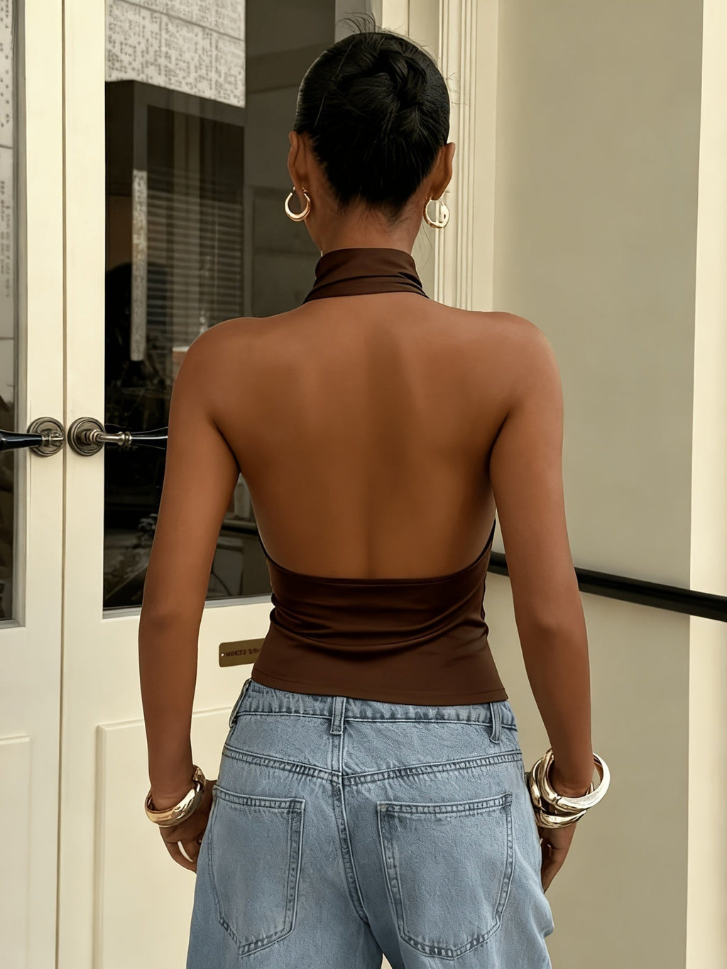 Esther | Top Halter con Espalda Descubierta Mujer Cuello Alto