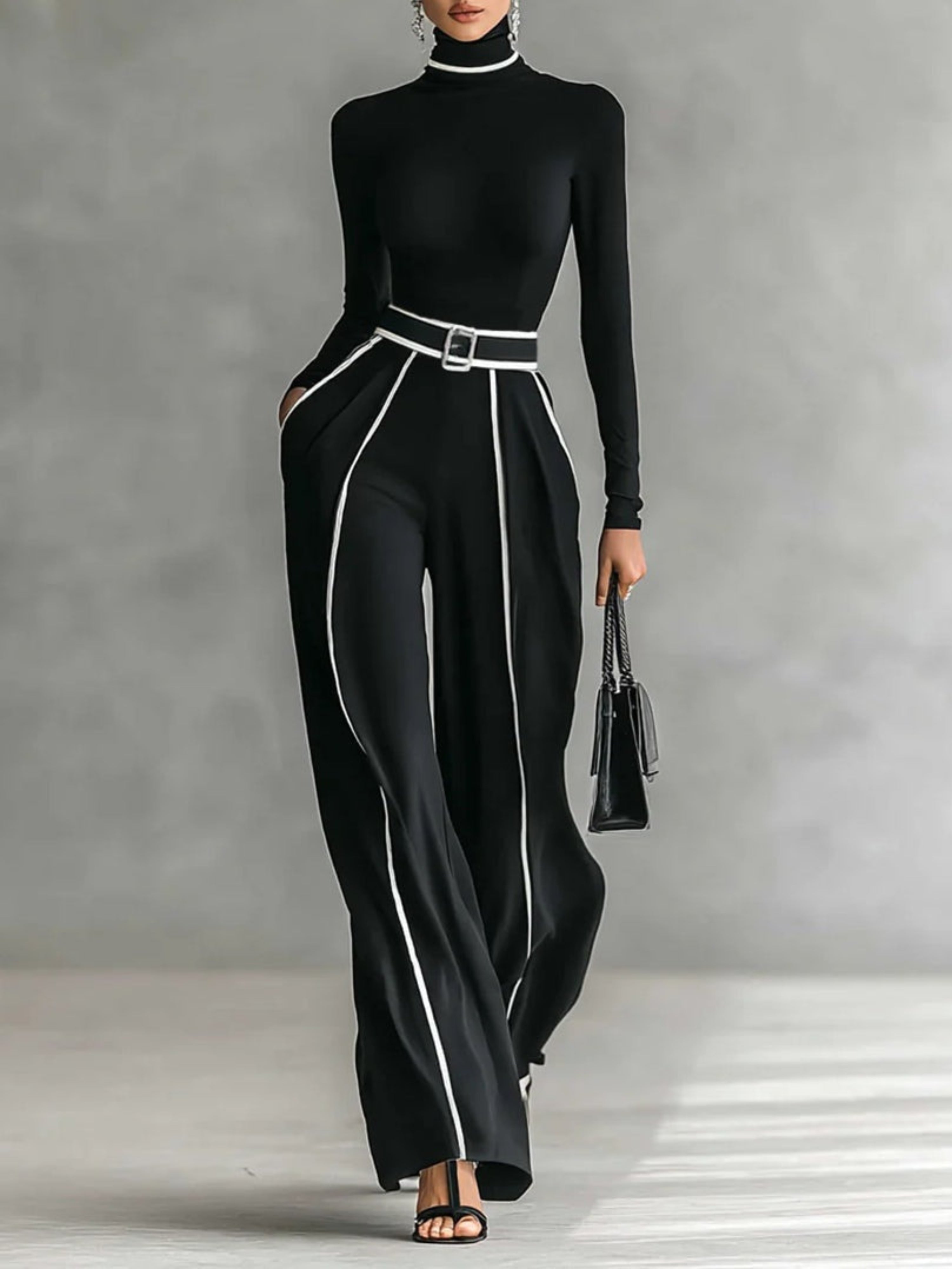 Vega | Conjunto Pantalón Palazzo de Cintura Alta Mujer Cinturón