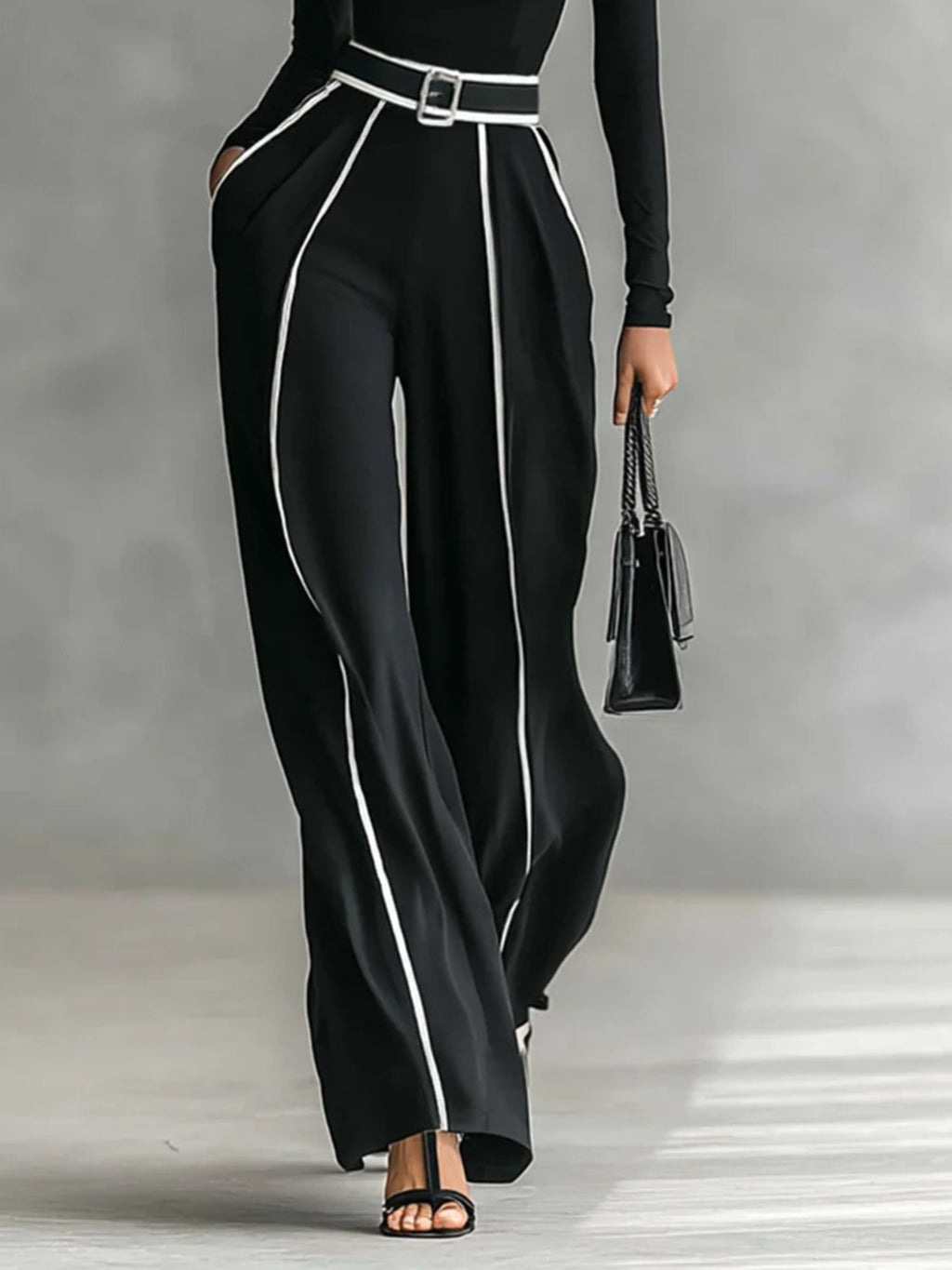 Vega | Conjunto Pantalón Palazzo de Cintura Alta Mujer Cinturón