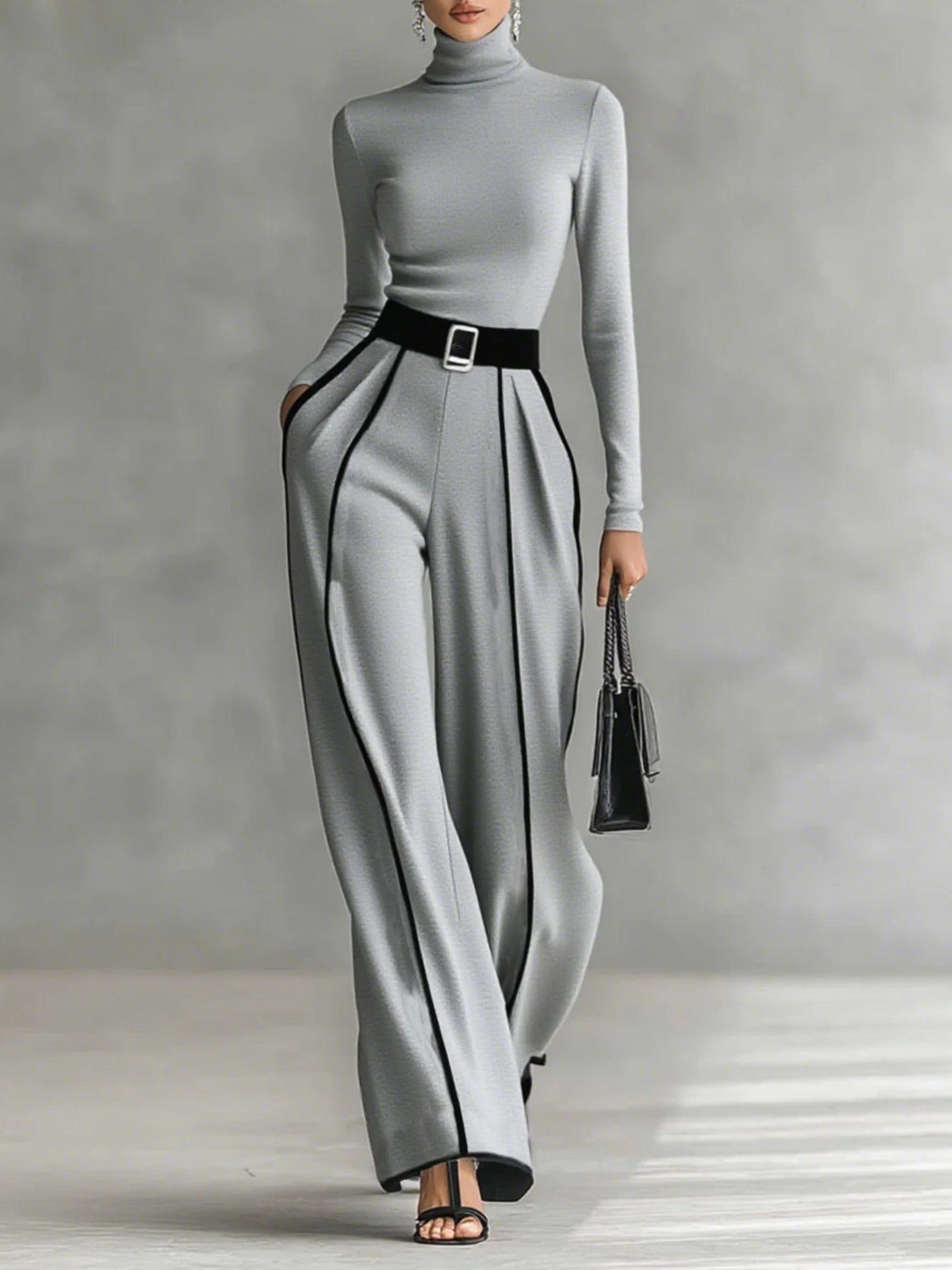 Vega | Conjunto Pantalón Palazzo de Cintura Alta Mujer Cinturón