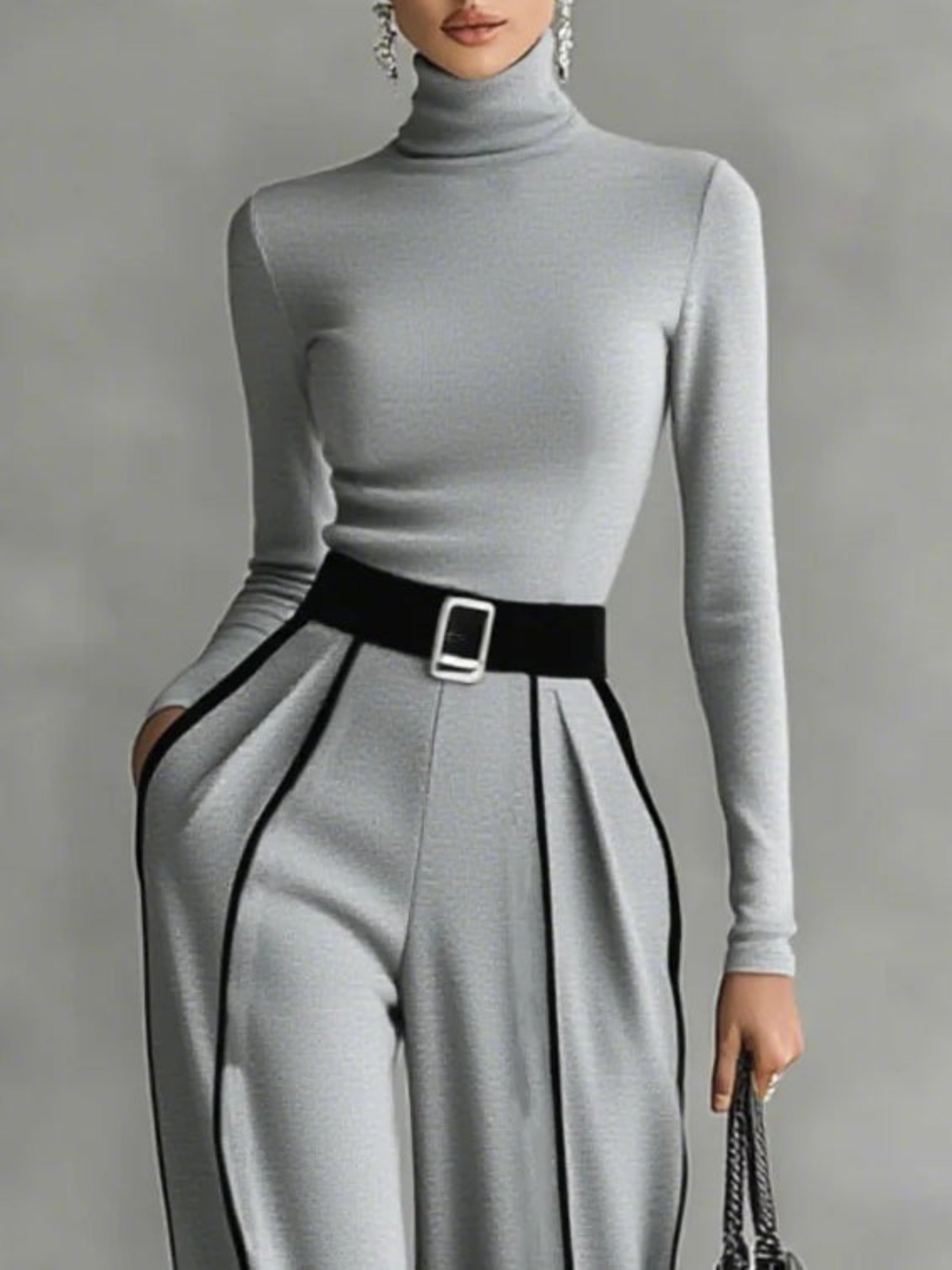 Vega | Conjunto Pantalón Palazzo de Cintura Alta Mujer Cinturón